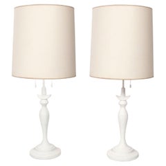 Giacometti Style White Plaster Firenze Table Lamps by Baker