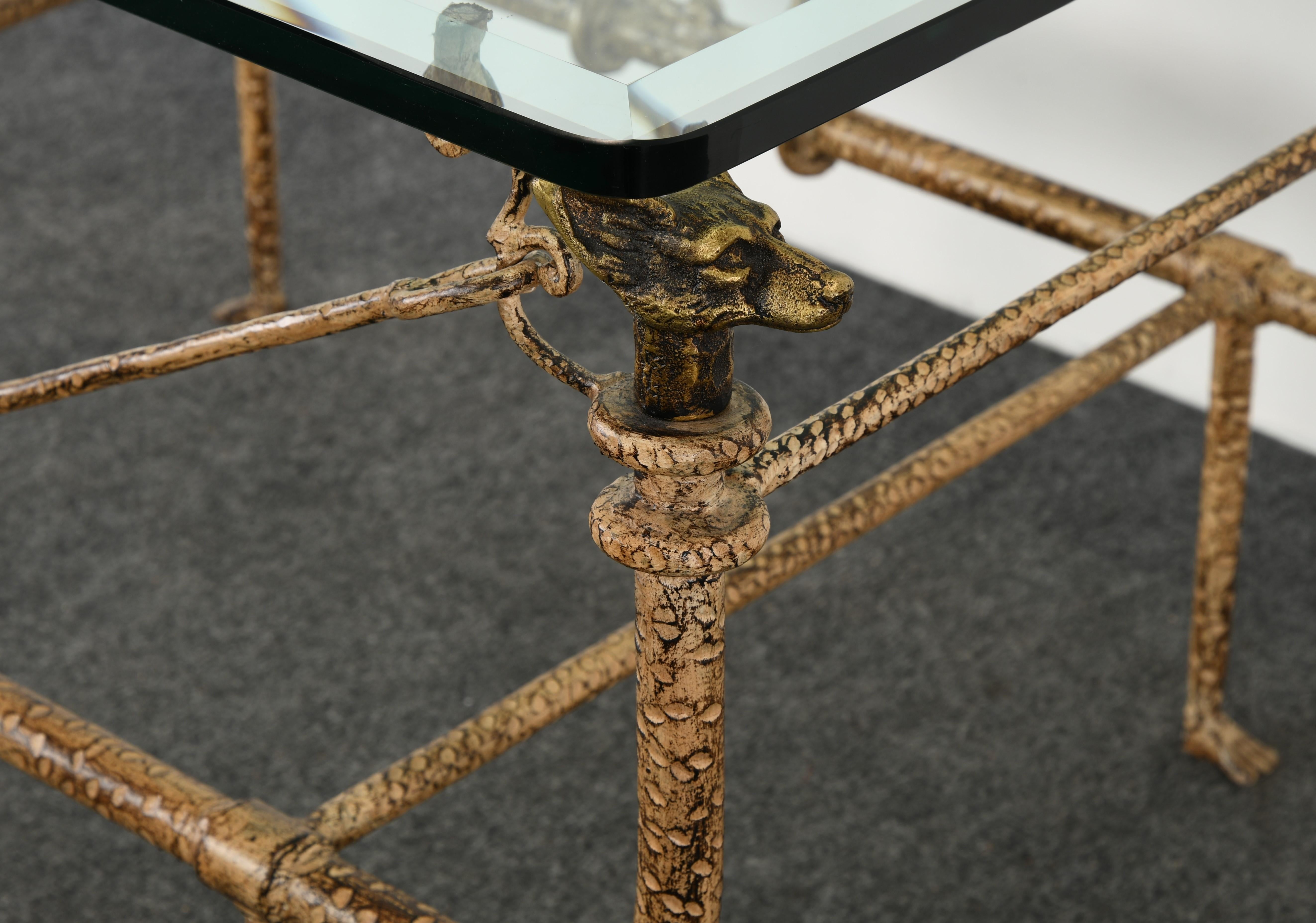 Giacometti Style Wrought Iron Coffee Table by Paul Ferrante, 1980s 9