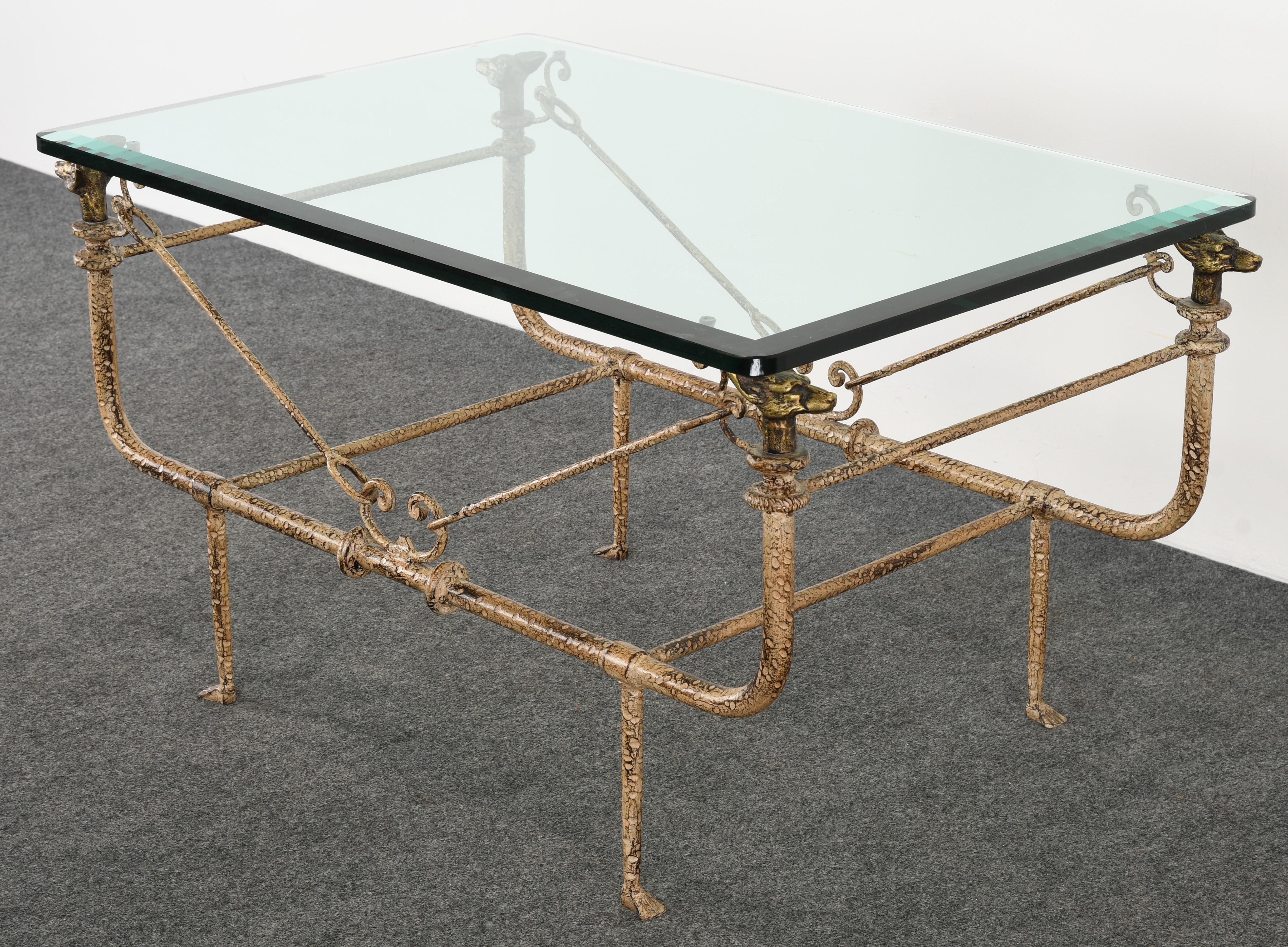 Modern Giacometti Style Wrought Iron Coffee Table by Paul Ferrante, 1980s