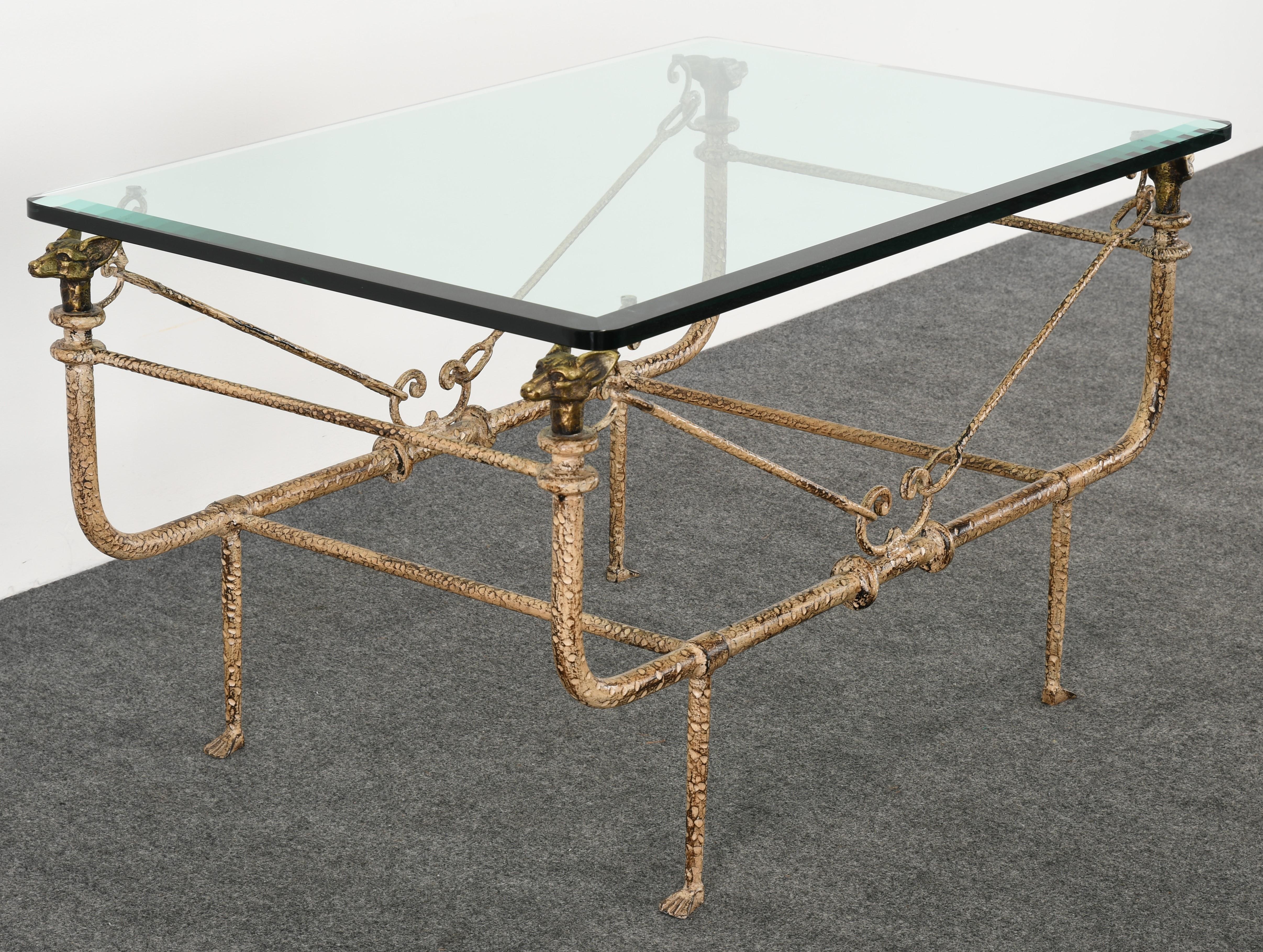 North American Giacometti Style Wrought Iron Coffee Table by Paul Ferrante, 1980s