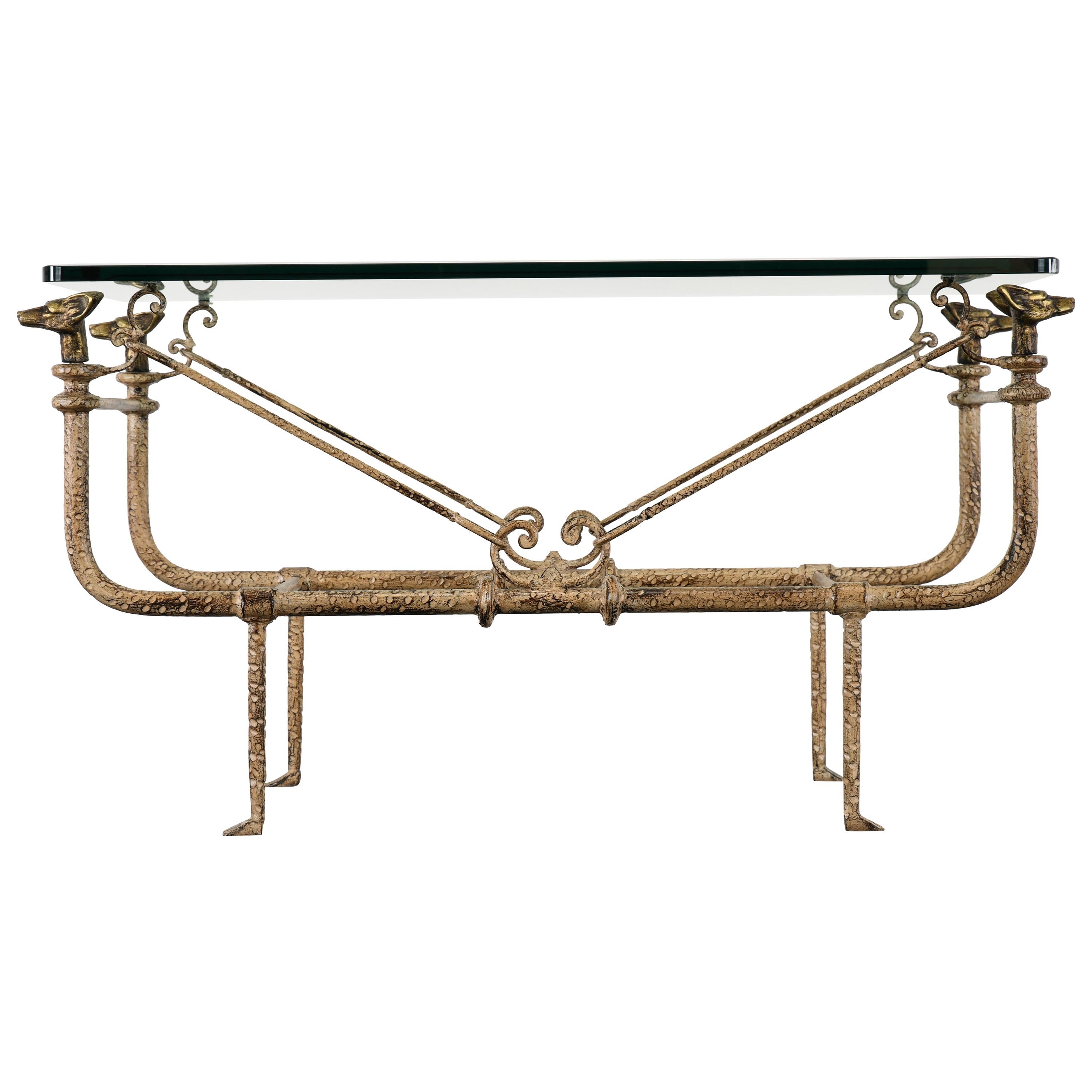 Giacometti Style Wrought Iron Coffee Table by Paul Ferrante, 1980s