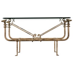 Table basse en fer forgé de style Giacometti par Paul Ferrante:: années 1980