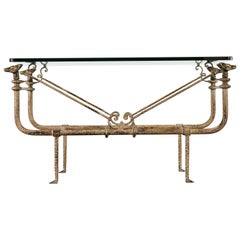 Giacometti Style Wrought Iron Coffee Table by Paul Ferrante, 1980s