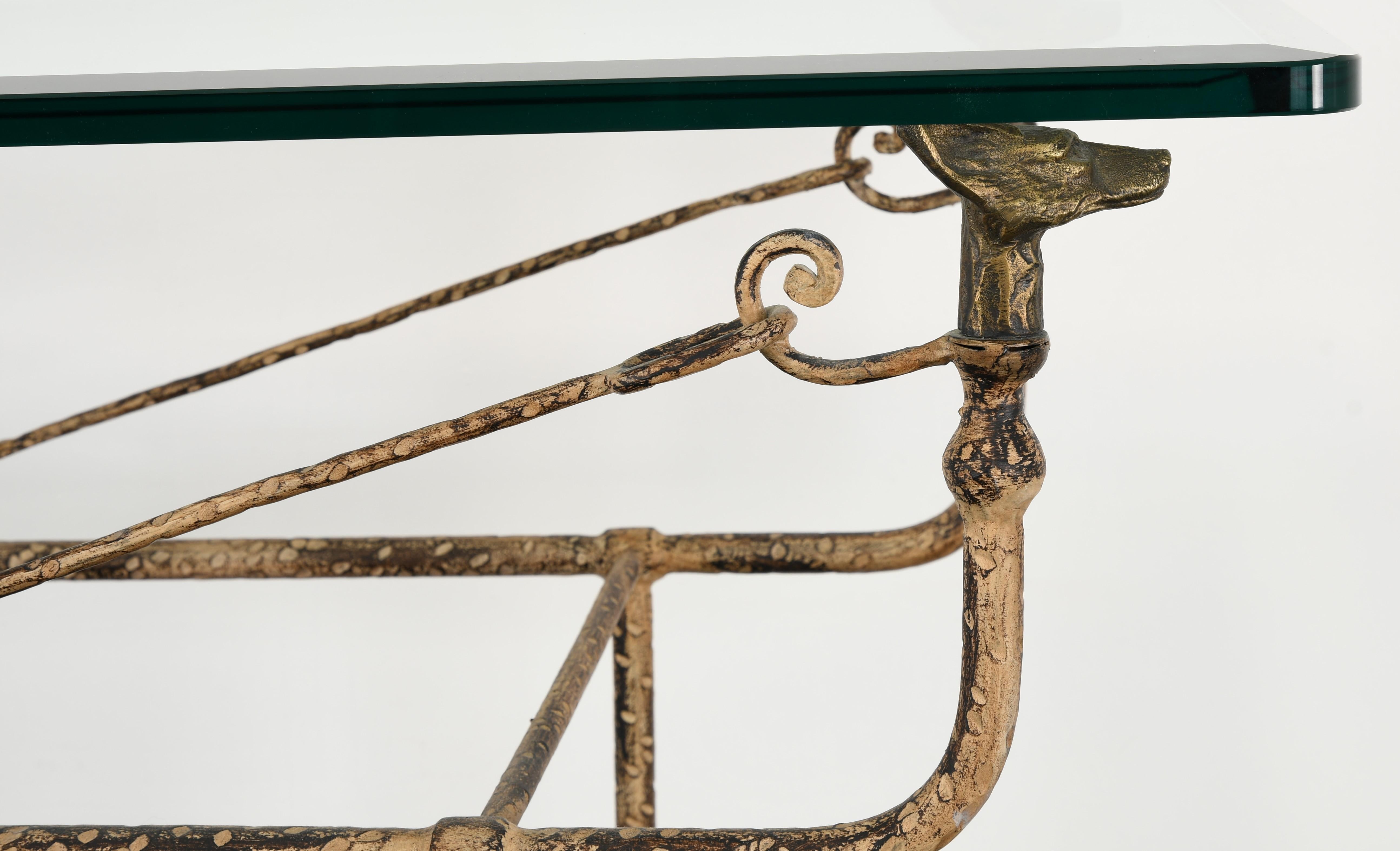 Giacometti Style Wrought Iron Console Table by Paul Ferrante, 1980s 5