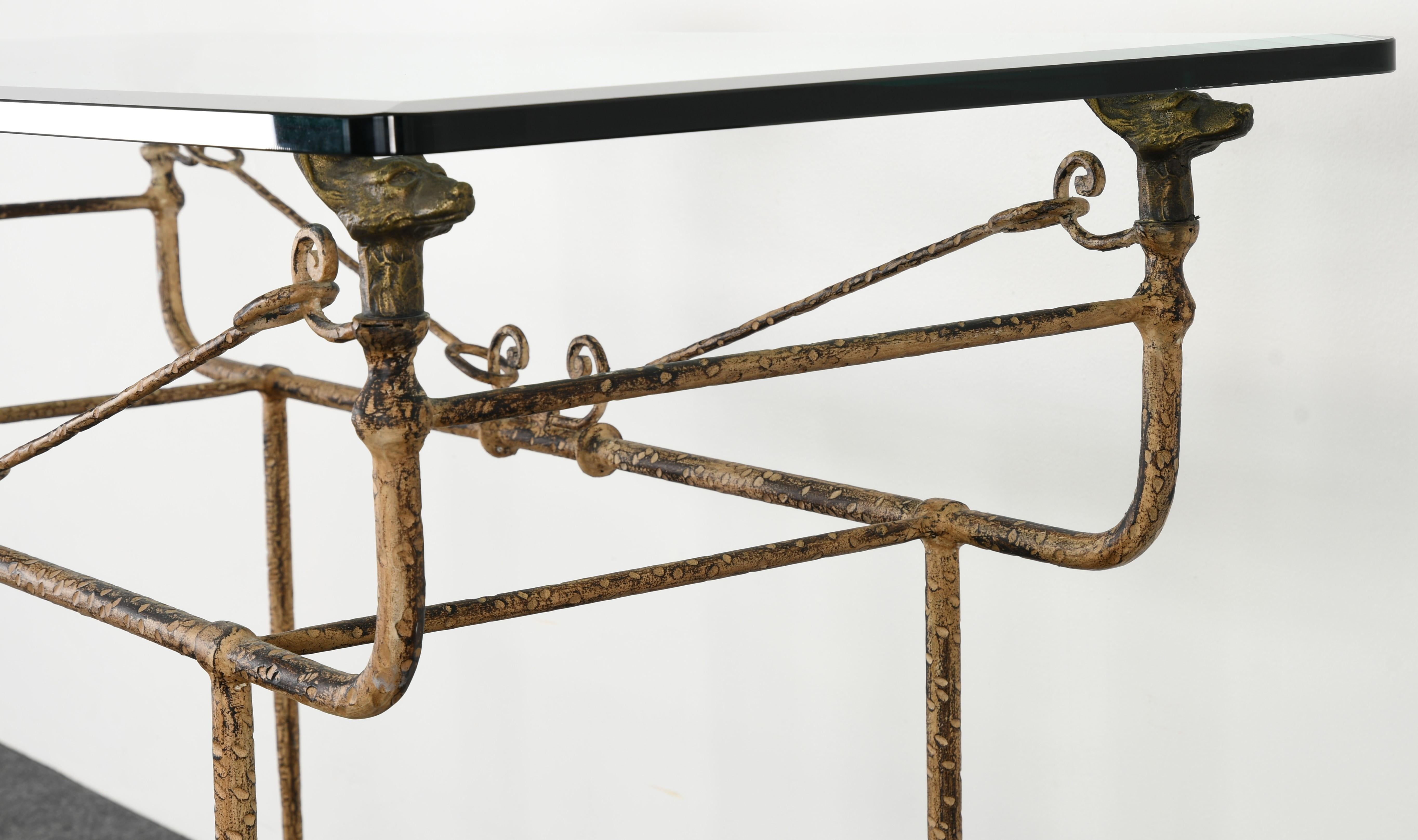 Giacometti Style Wrought Iron Console Table by Paul Ferrante, 1980s 7