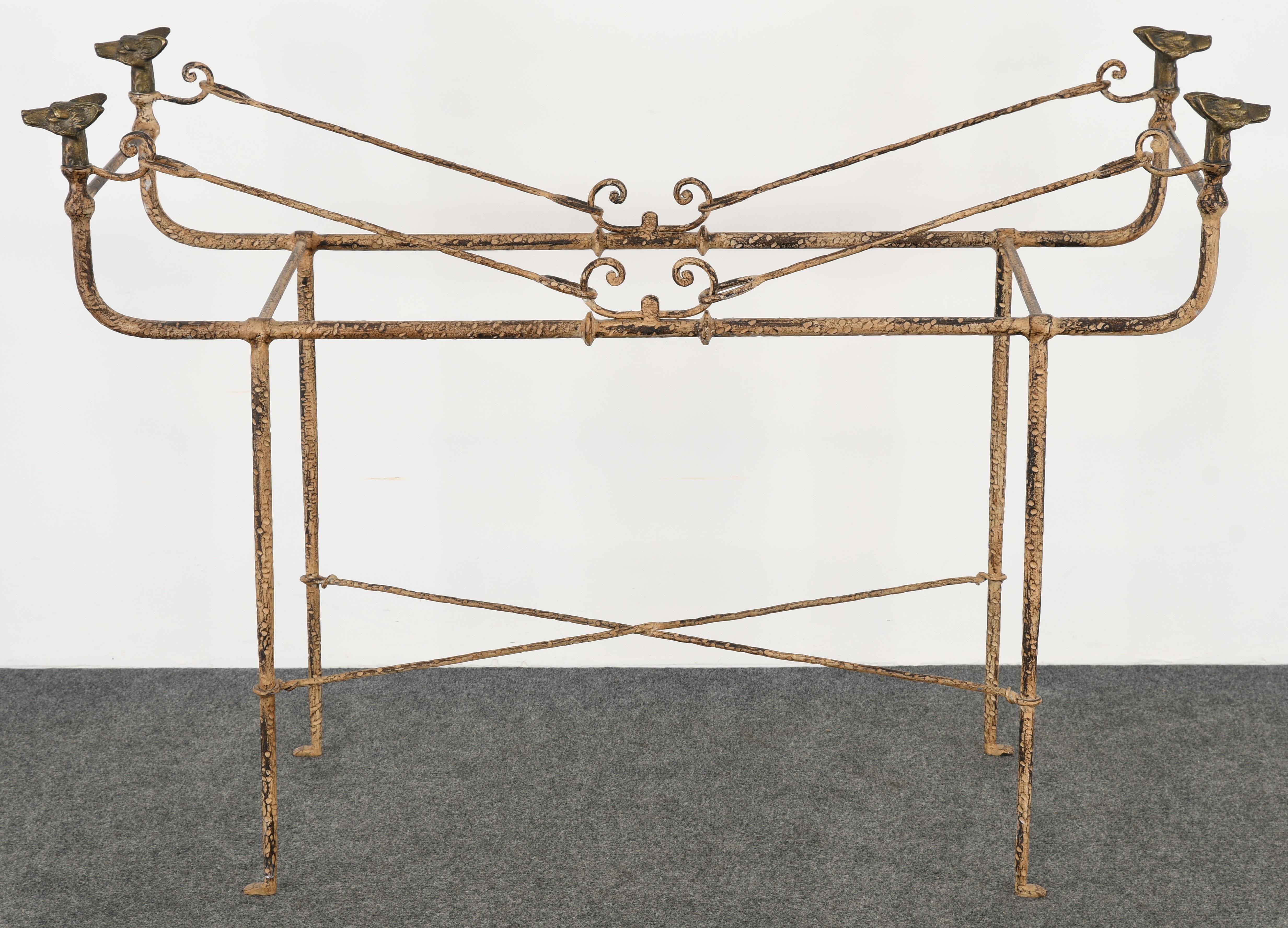 Giacometti Style Wrought Iron Console Table by Paul Ferrante, 1980s 9
