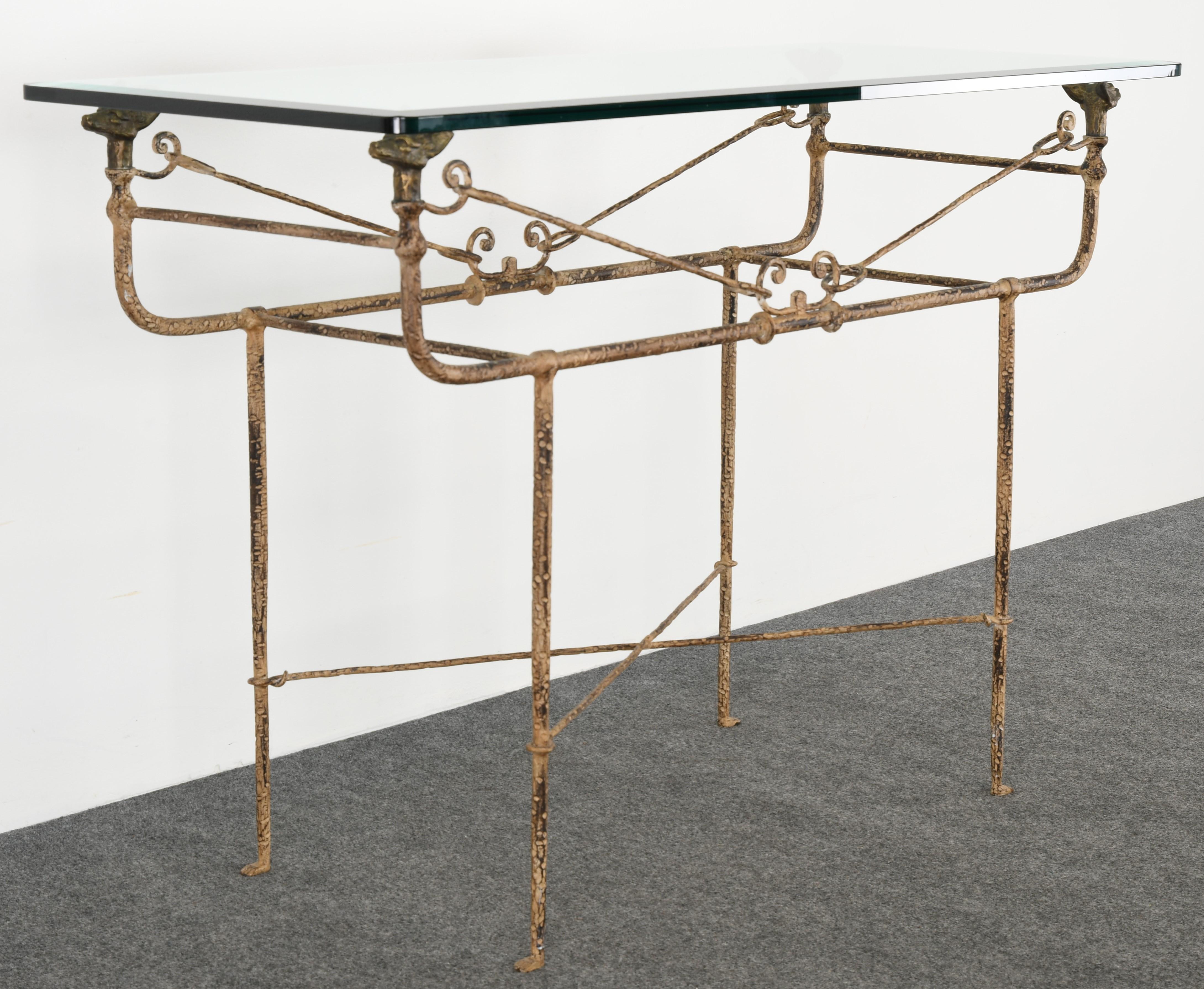 Late 20th Century Giacometti Style Wrought Iron Console Table by Paul Ferrante, 1980s