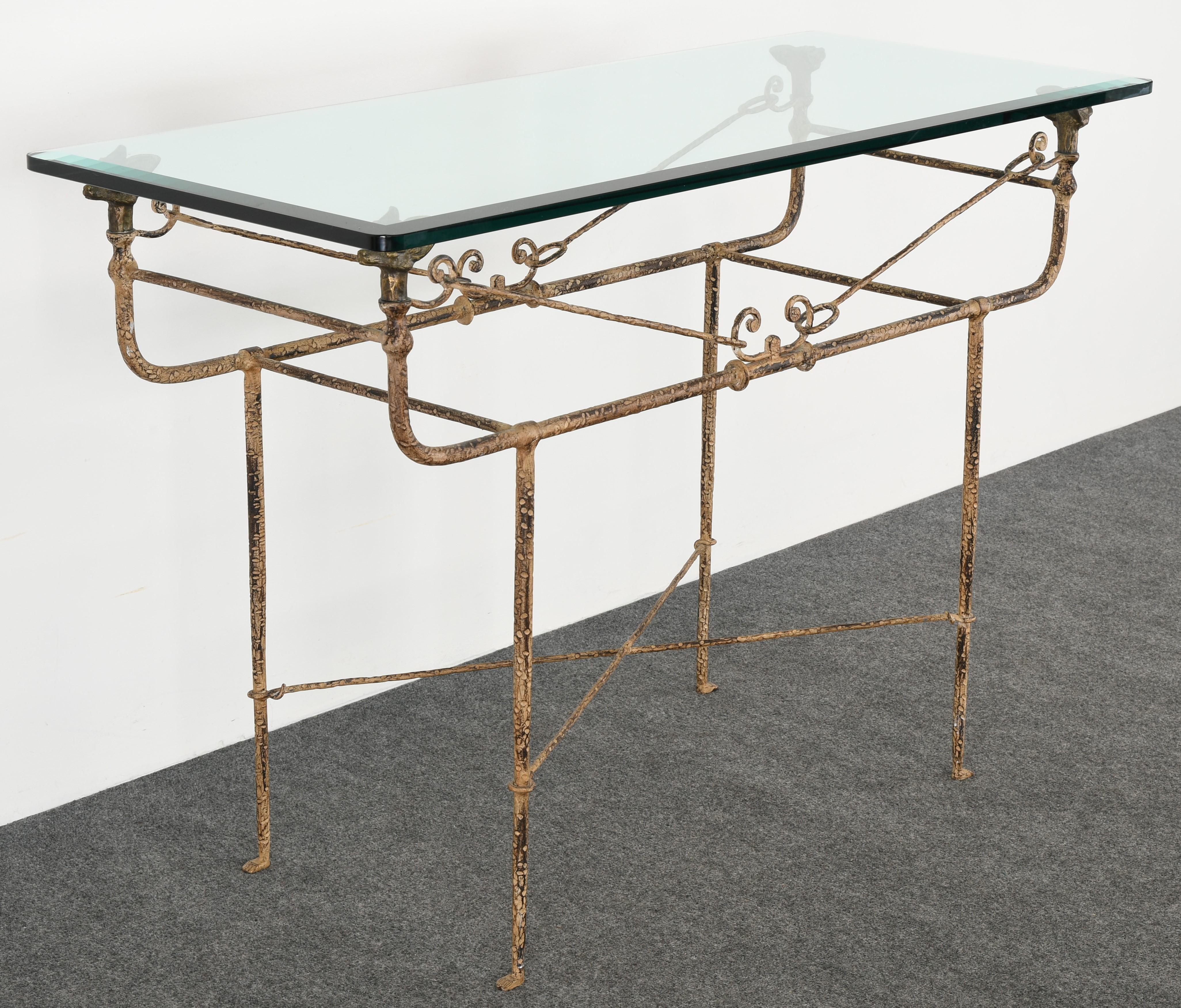 Giacometti Style Wrought Iron Console Table by Paul Ferrante, 1980s 1