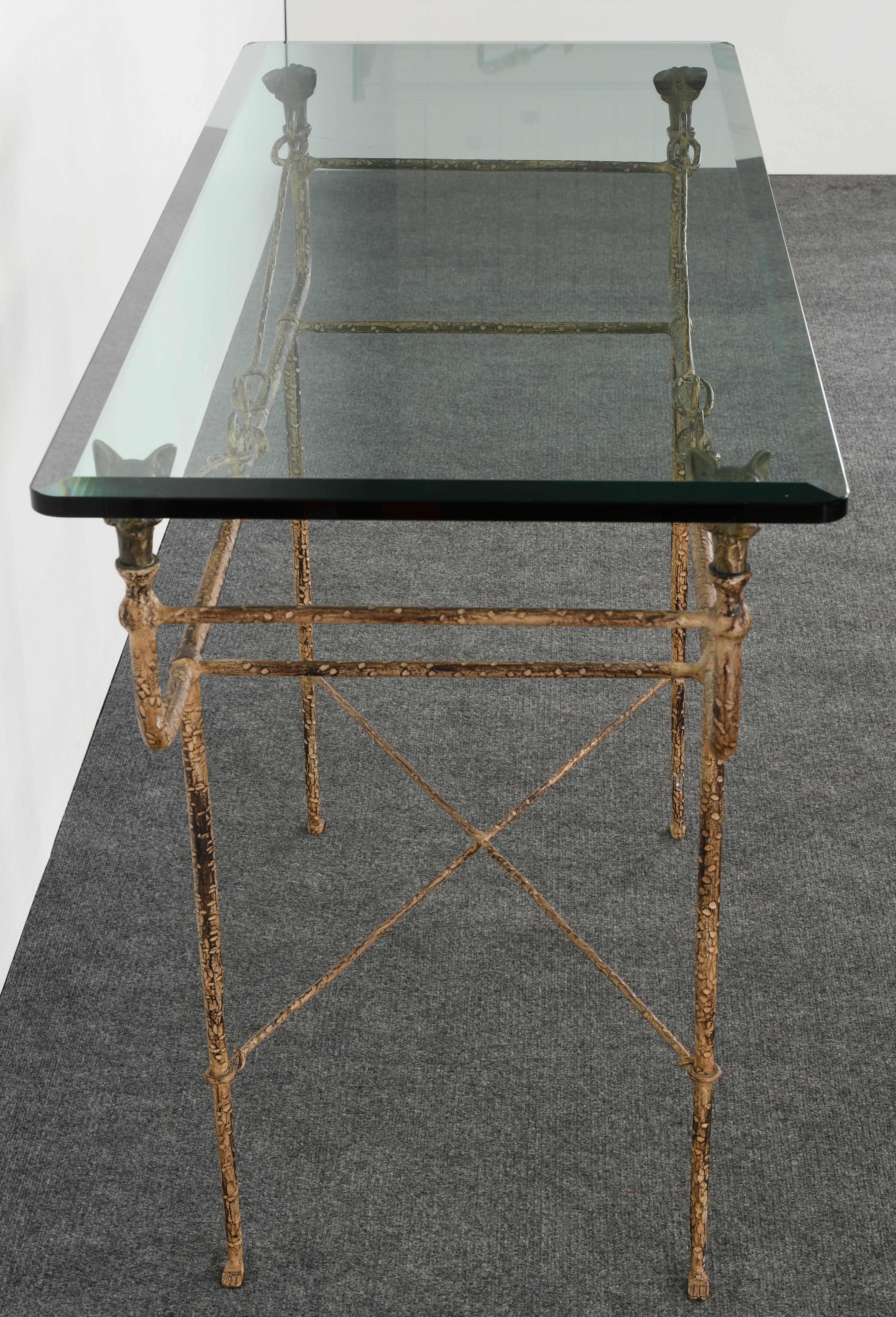 Giacometti Style Wrought Iron Console Table by Paul Ferrante, 1980s 2