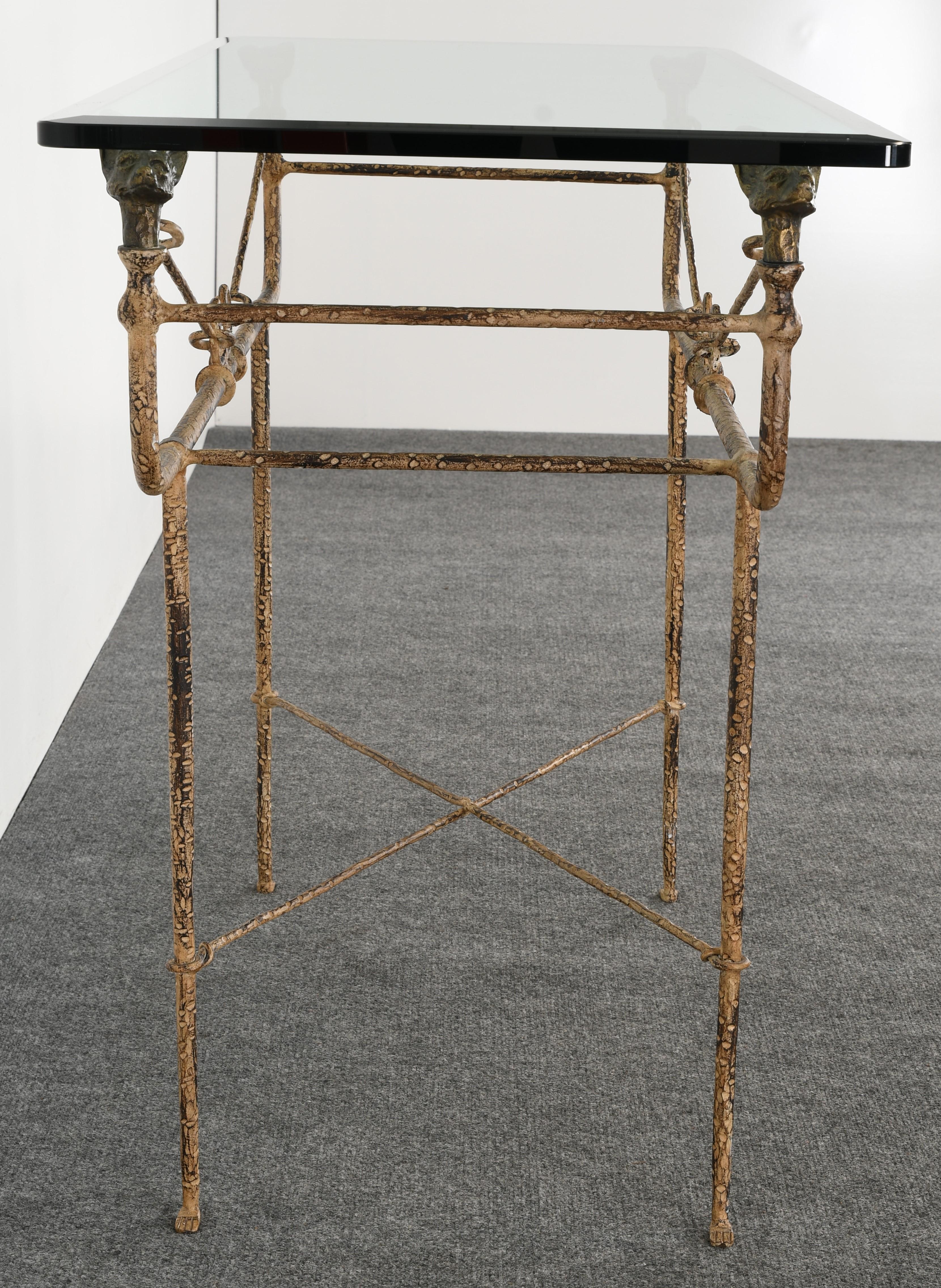 Giacometti Style Wrought Iron Console Table by Paul Ferrante, 1980s 3