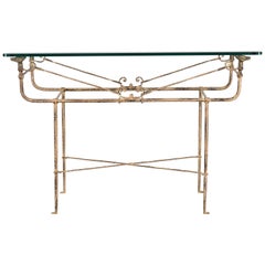 Giacometti Style Wrought Iron Console Table by Paul Ferrante, 1980s