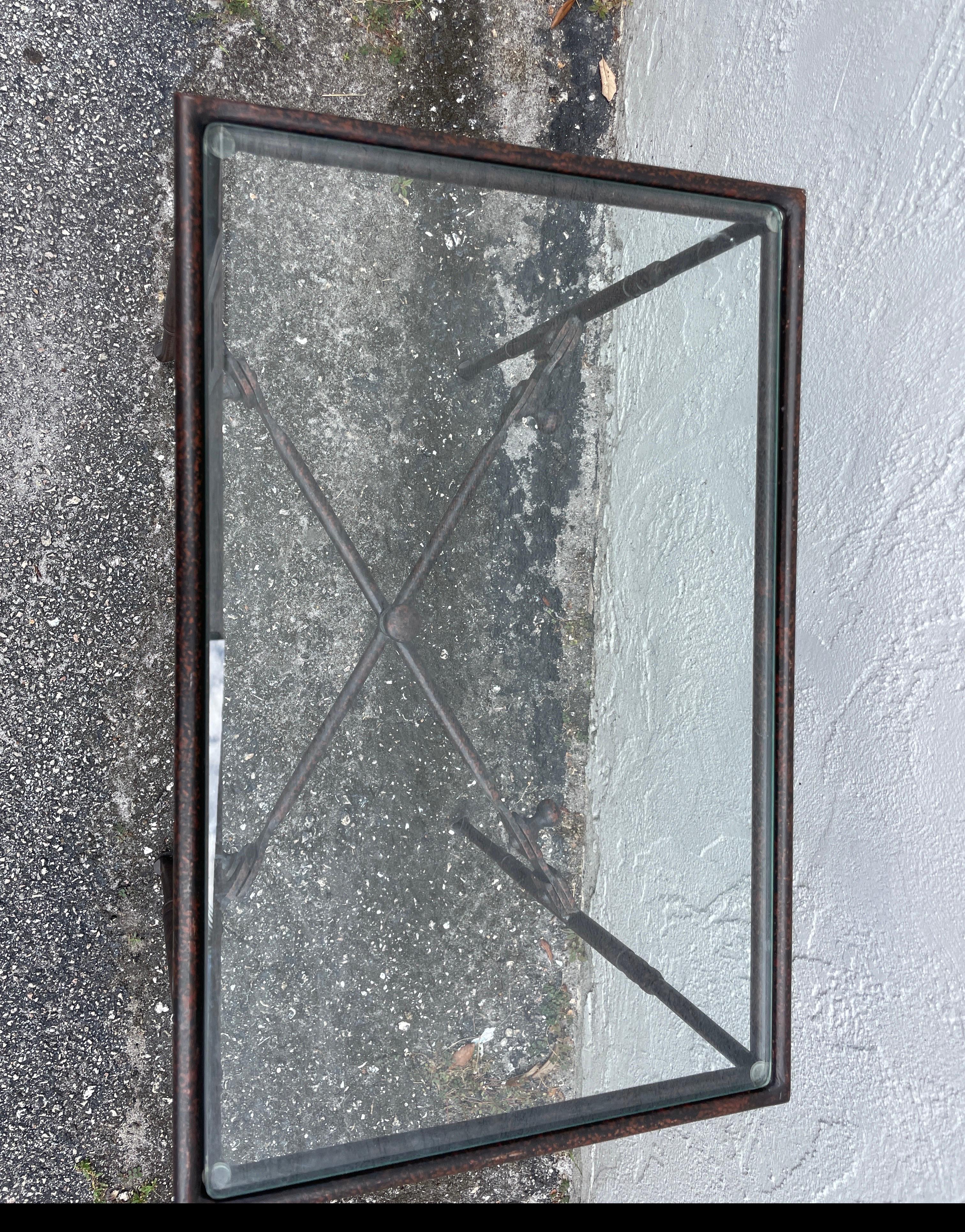 Giacometti Style Wrought Iron Side Table In Good Condition In West Palm Beach, FL