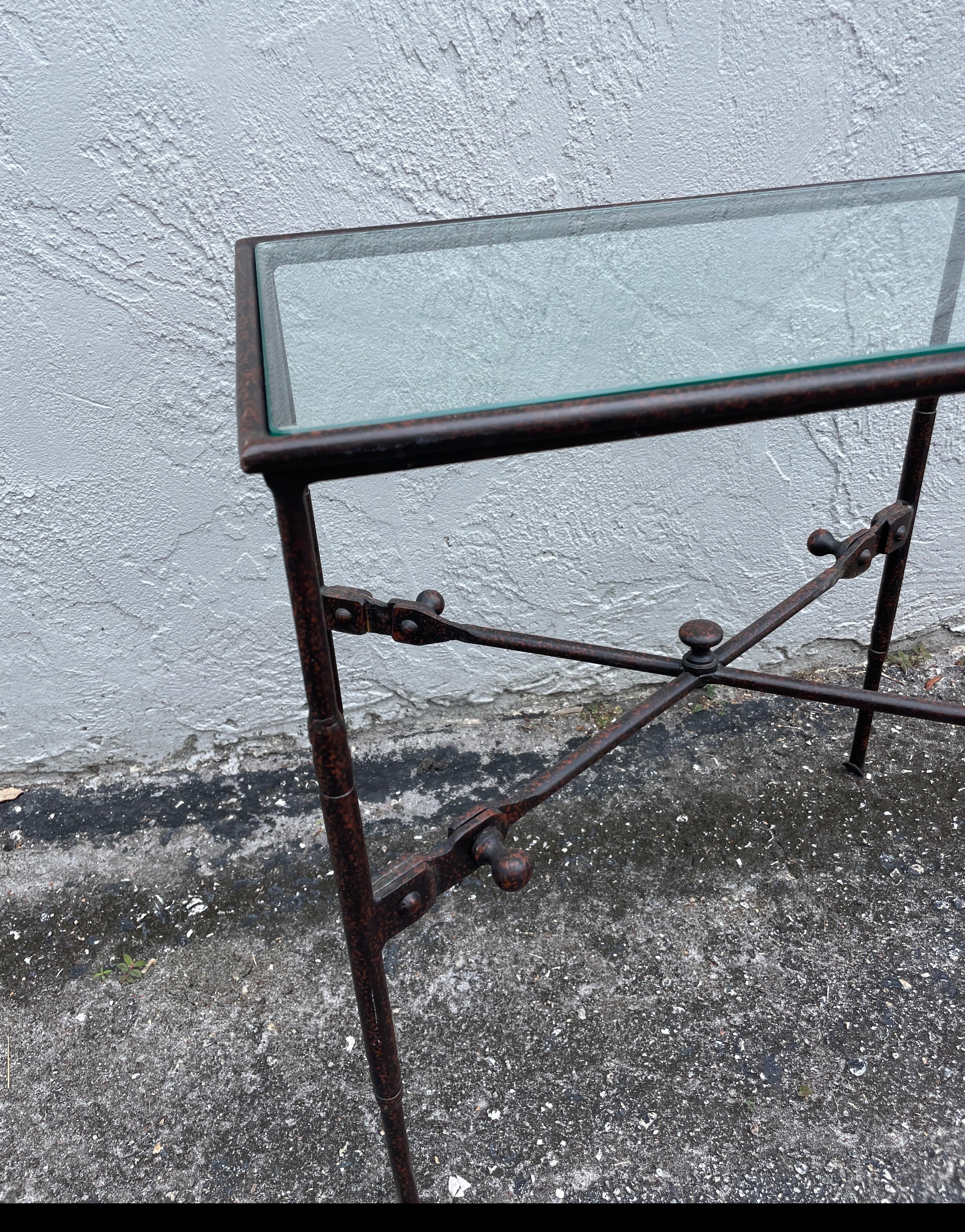20th Century Giacometti Style Wrought Iron Side Table