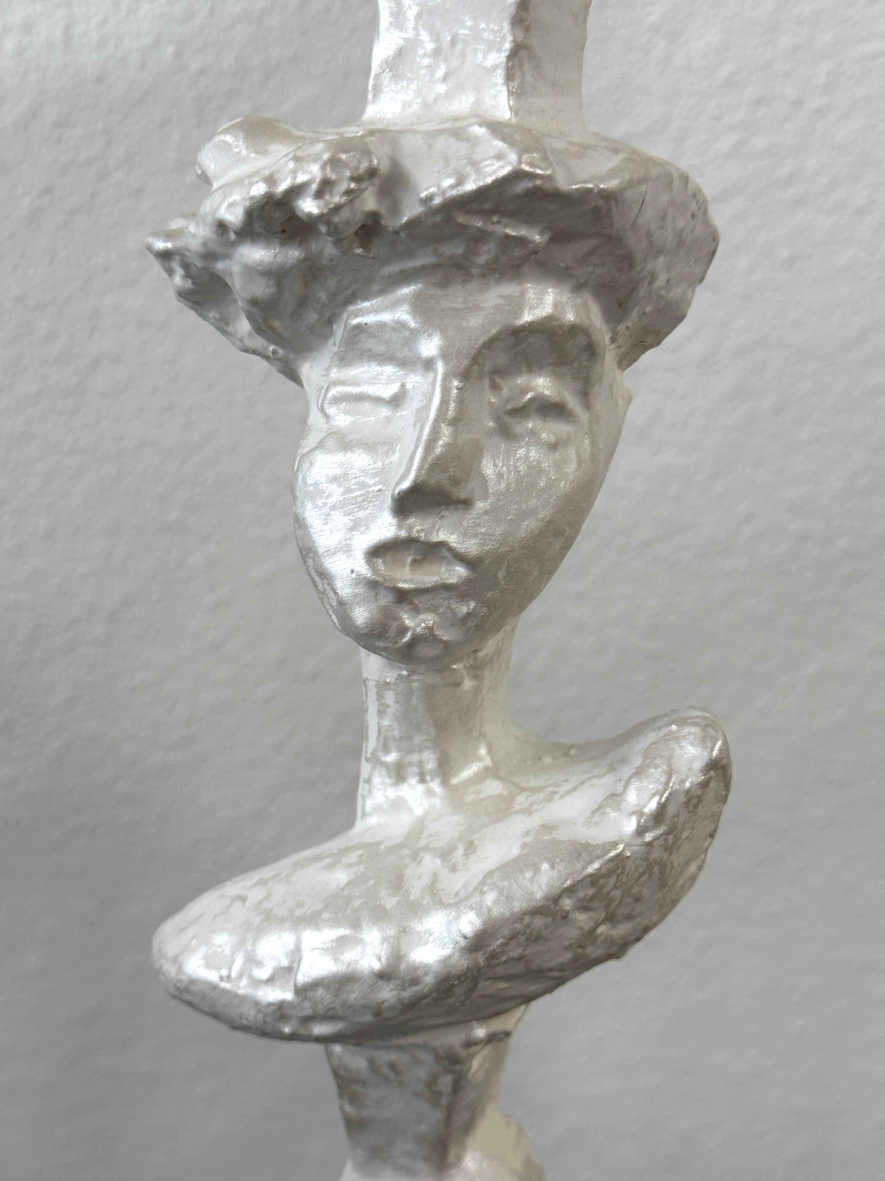 Unknown Giacometti Syrie Maugham Style “Tete de Femme” Plaster Lamps For Sale