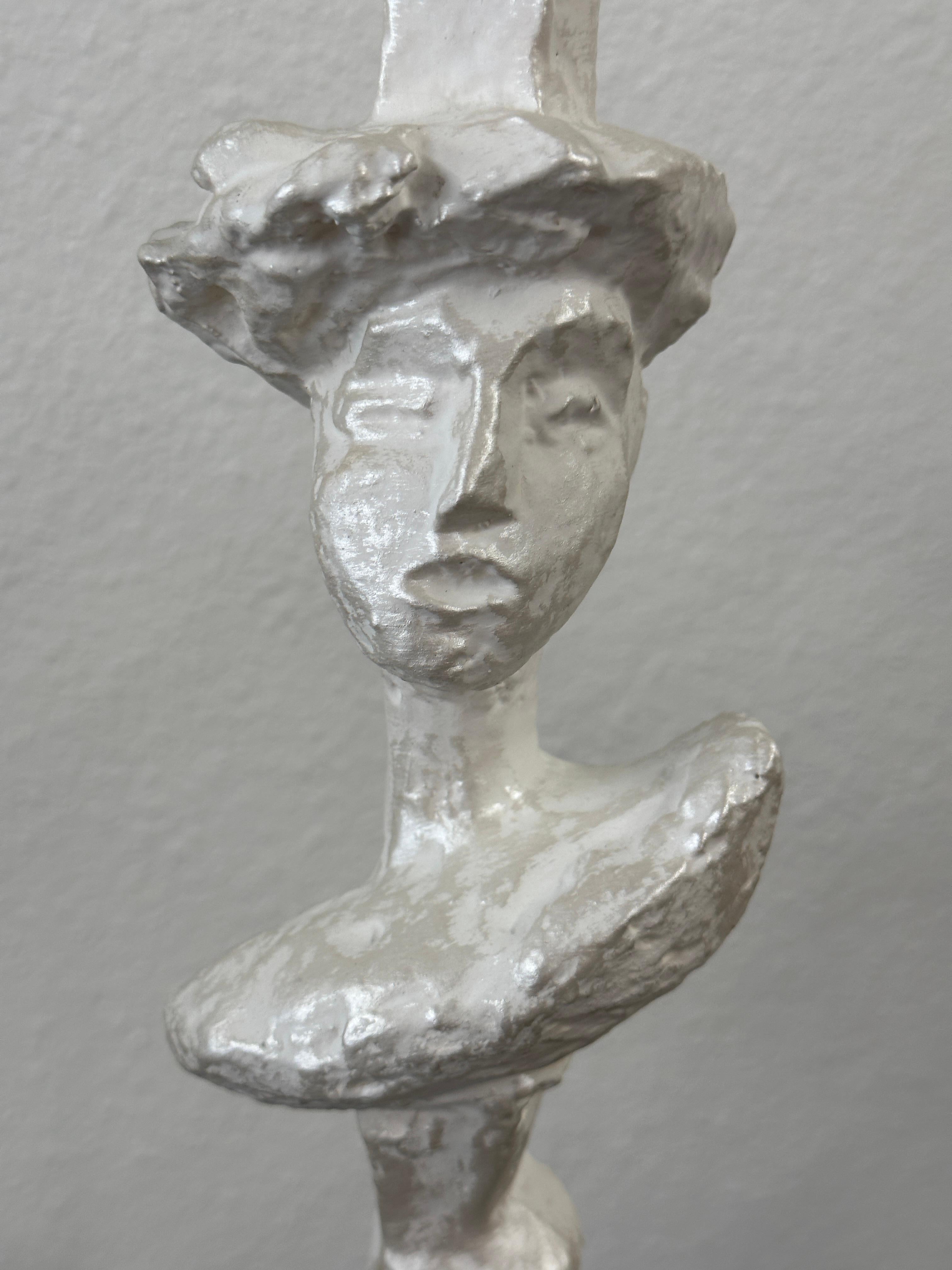 Hand-Crafted Giacometti Syrie Maugham Style “Tete de Femme” Plaster Lamps For Sale