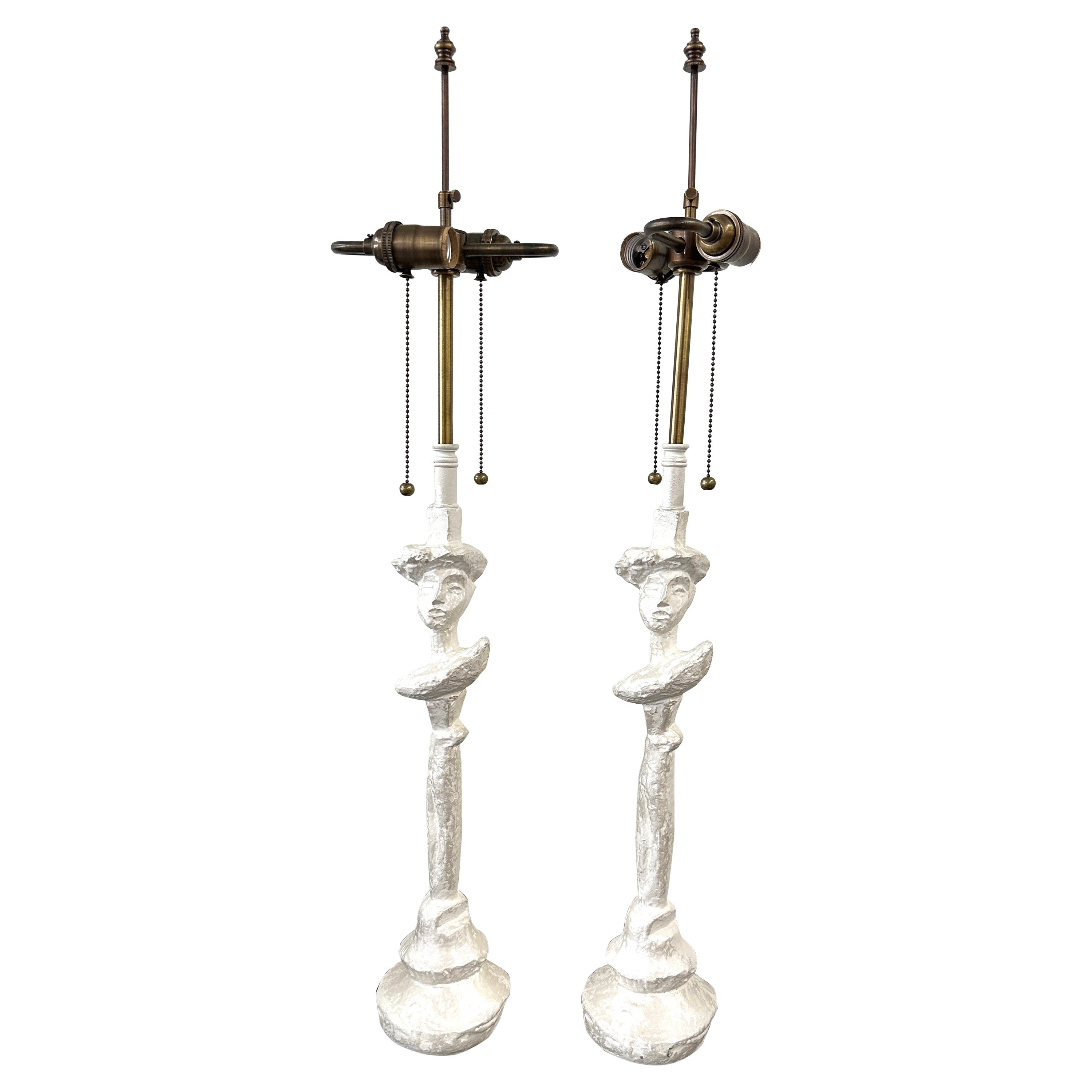 Giacometti Syrie Maugham Stil Tete de Femme Gips-Lampen
