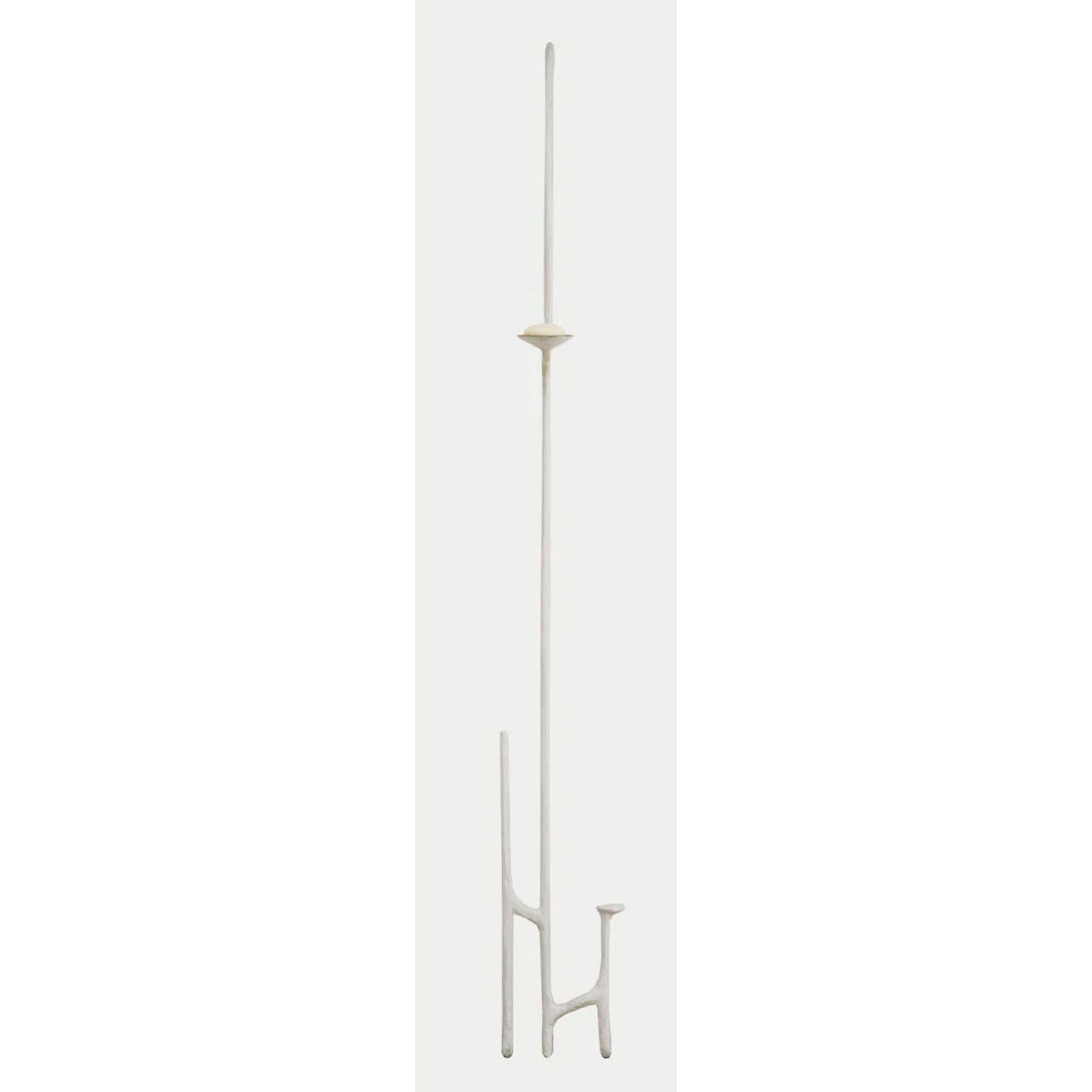 Giacometti White Bronze Leaning Candlestick by Mary Brōgger
Dimensions: W 33 cm x D 5 cm x H 196 cm.
Materials: white patinated bronze.
Also available in other finishes and dimensions.

Mary Brōgger is an internationally recognized artist whose