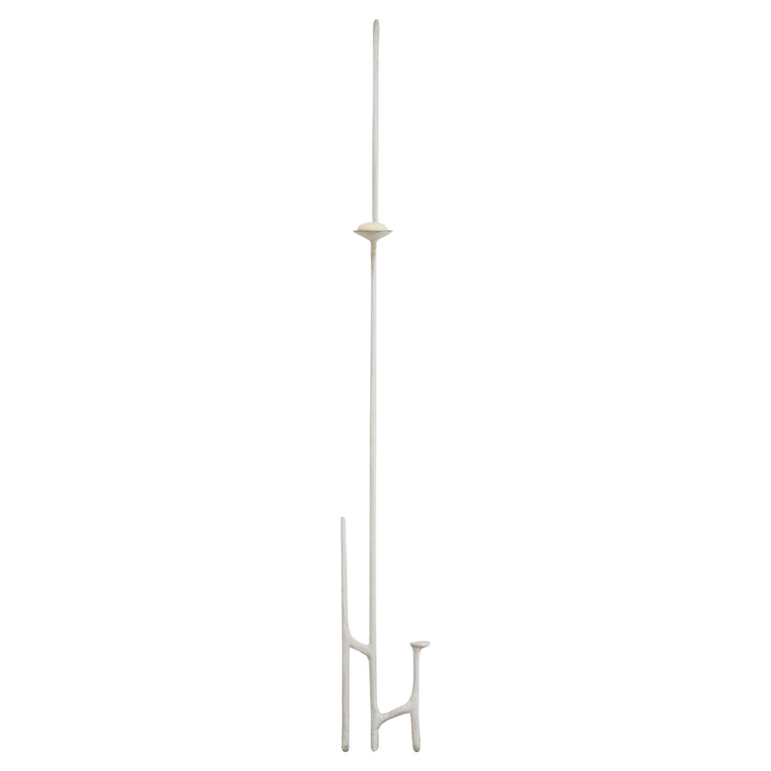 Giacometti White Bronze Leaning Candlestick by Mary Brōgger For Sale