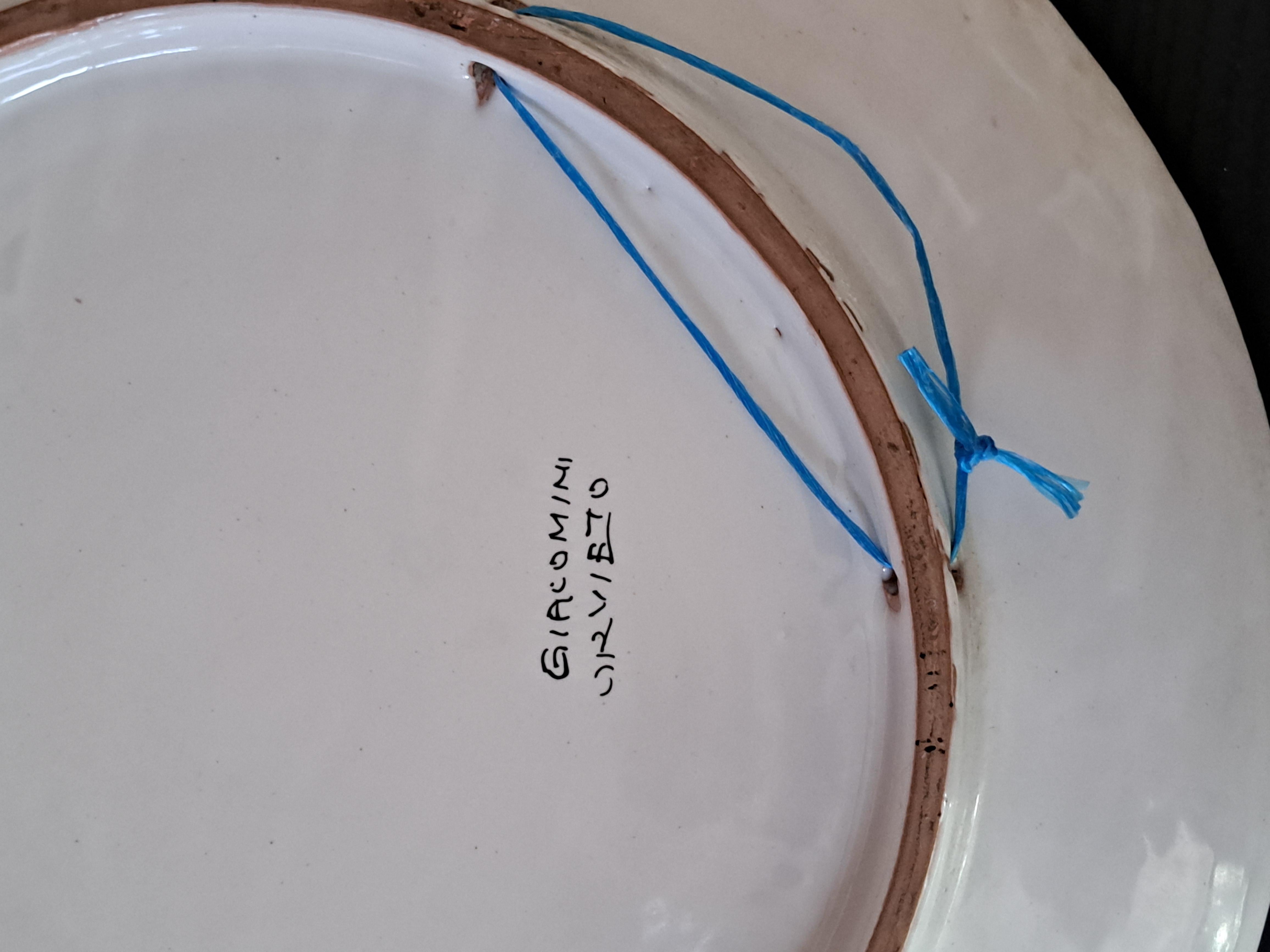 Grande piatto o centrotavola da parete in ceramica italiana Giacomini Orvieto, 1970 in vendita 3