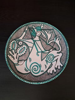 Giacomini Orvieto Large Italian Ceramic Wall Plate or Centerpiece, 1970