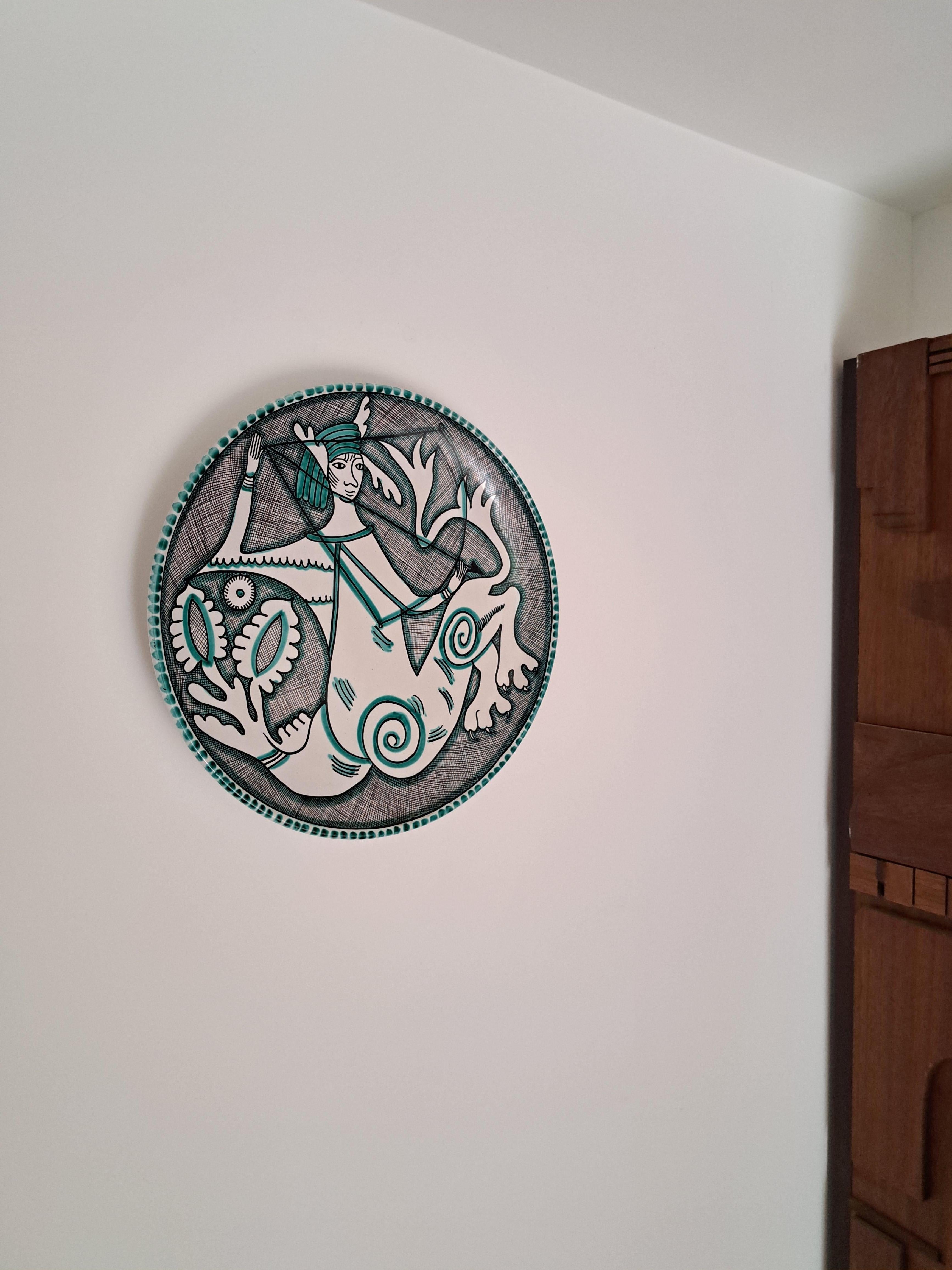 XX secolo Grande piatto o centrotavola da parete in ceramica italiana Giacomini Orvieto, 1970 in vendita