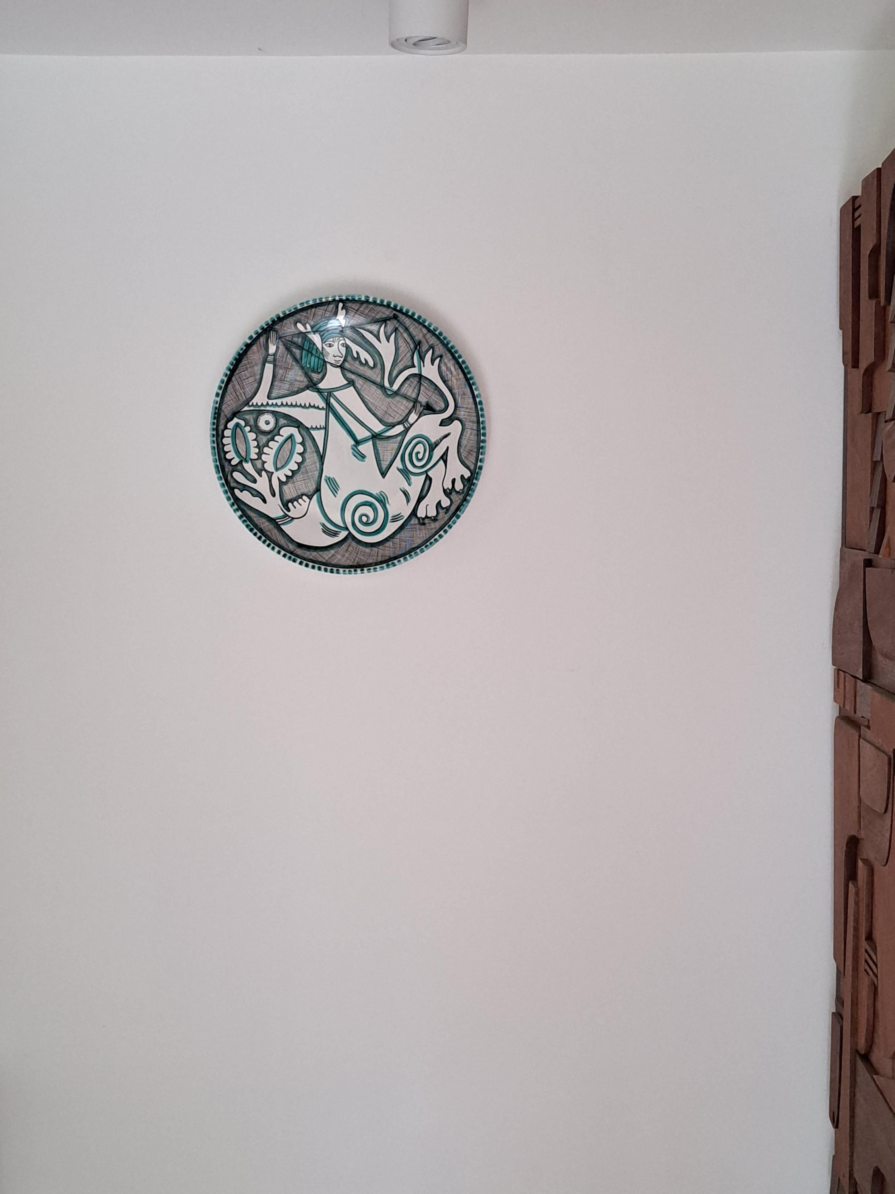 Ceramica Grande piatto o centrotavola da parete in ceramica italiana Giacomini Orvieto, 1970 in vendita