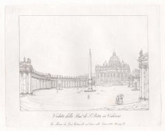 St Paul's, Vatican, Rome, Italy. Early 19th century etching.