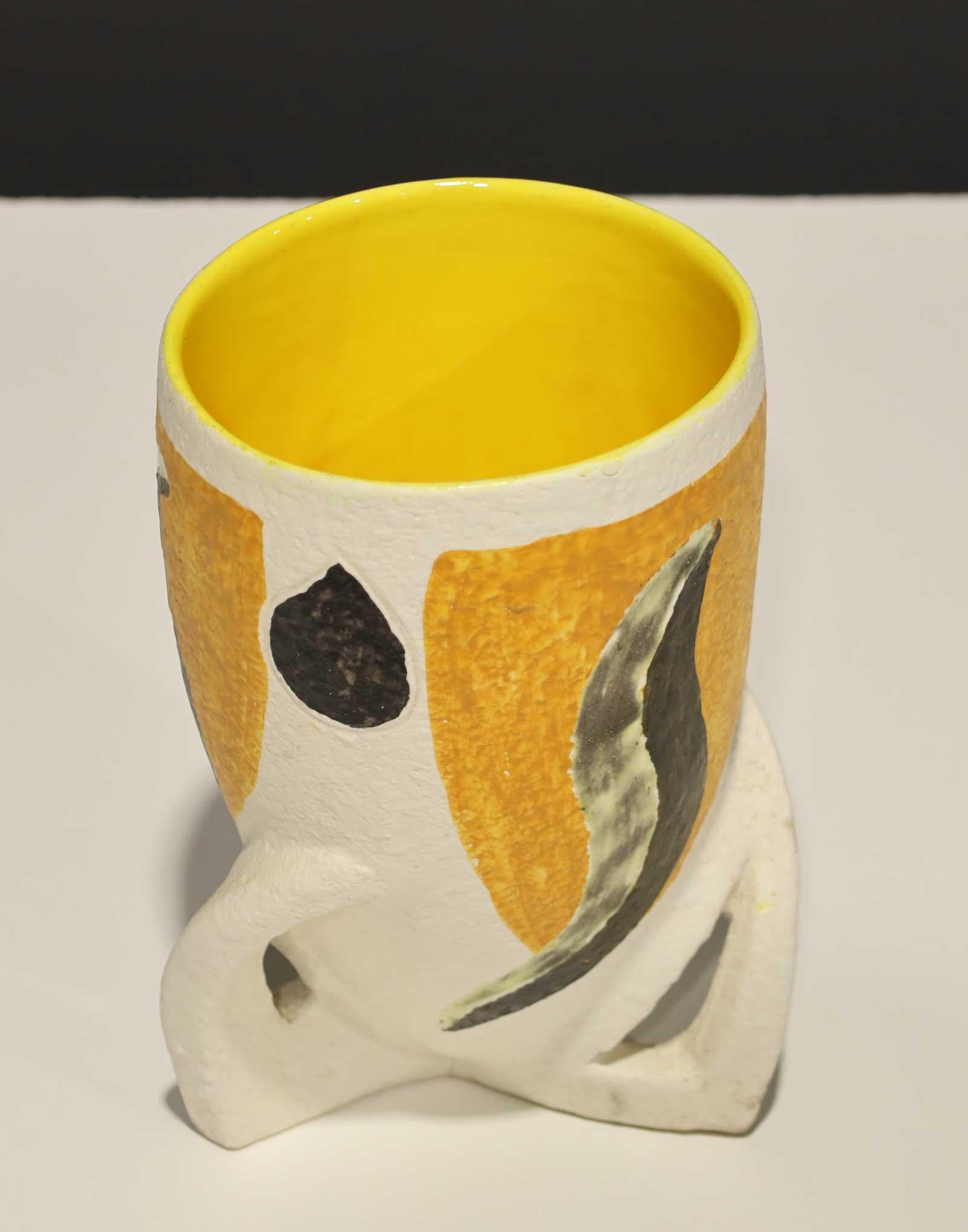 Futurist Giacomo Balla Attributed Vase in Yellow, Black and White For Sale