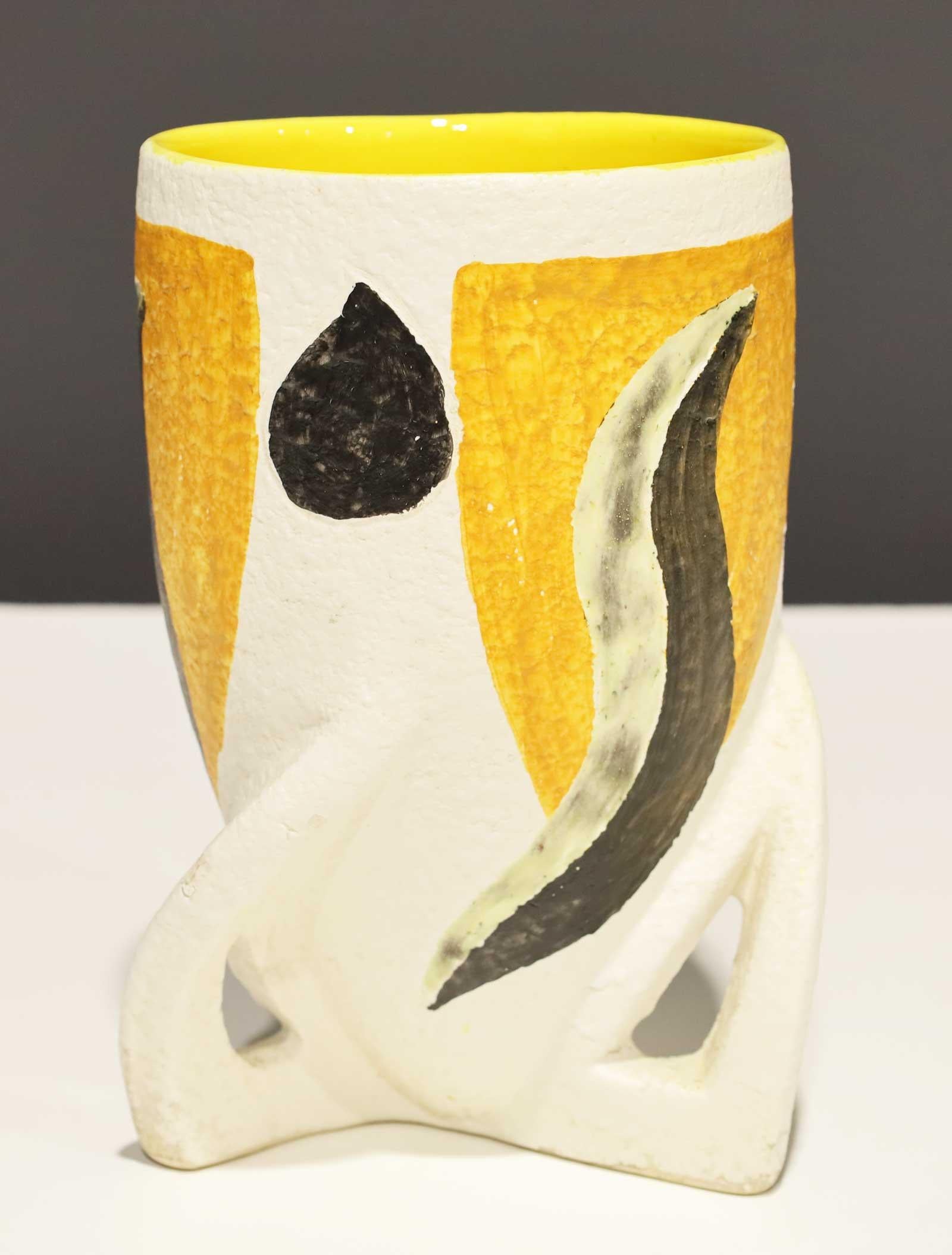 Italian Giacomo Balla Attributed Vase in Yellow, Black and White For Sale