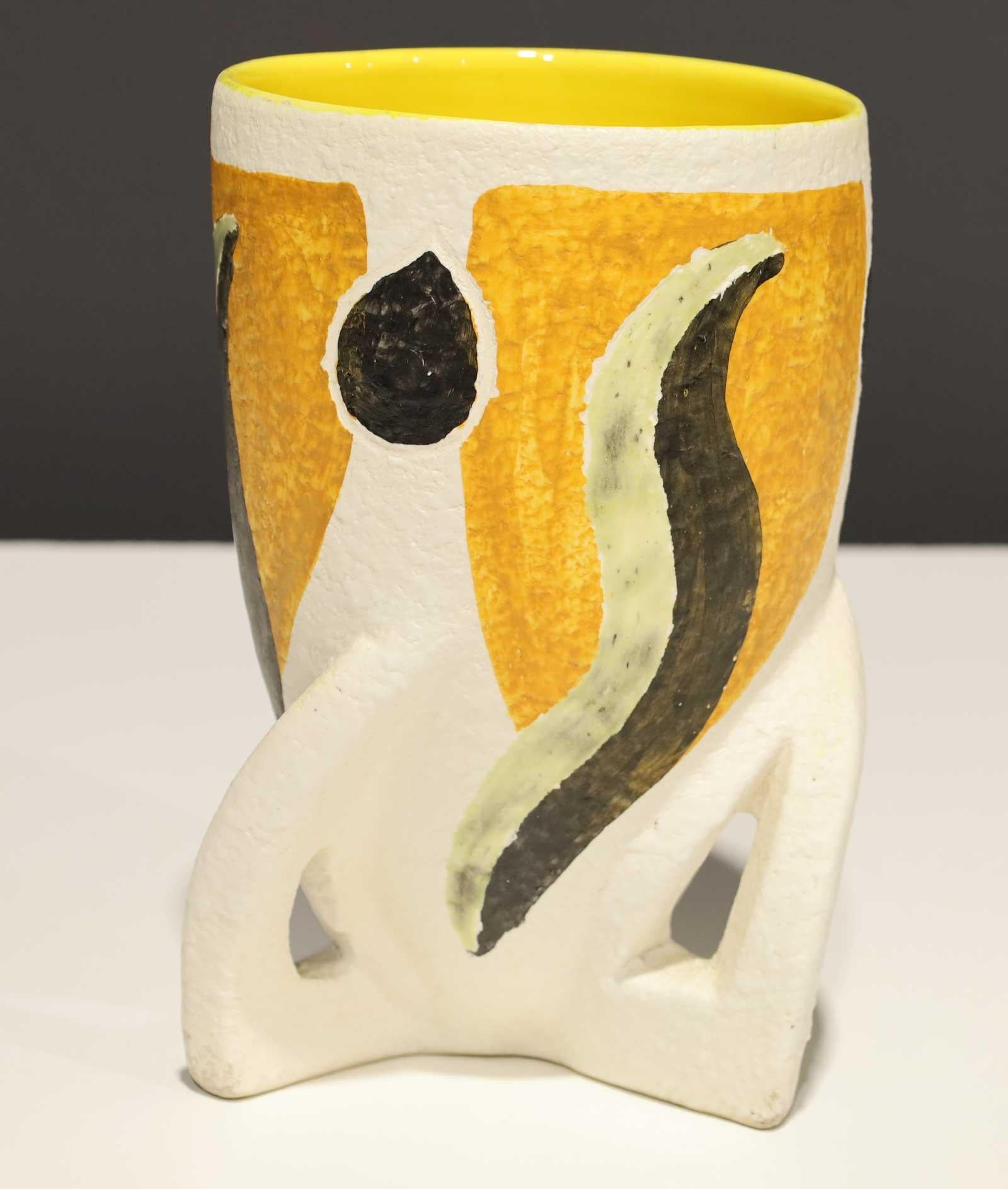 Giacomo Balla Attributed Vase in Yellow, Black and White In Good Condition For Sale In Dallas, TX