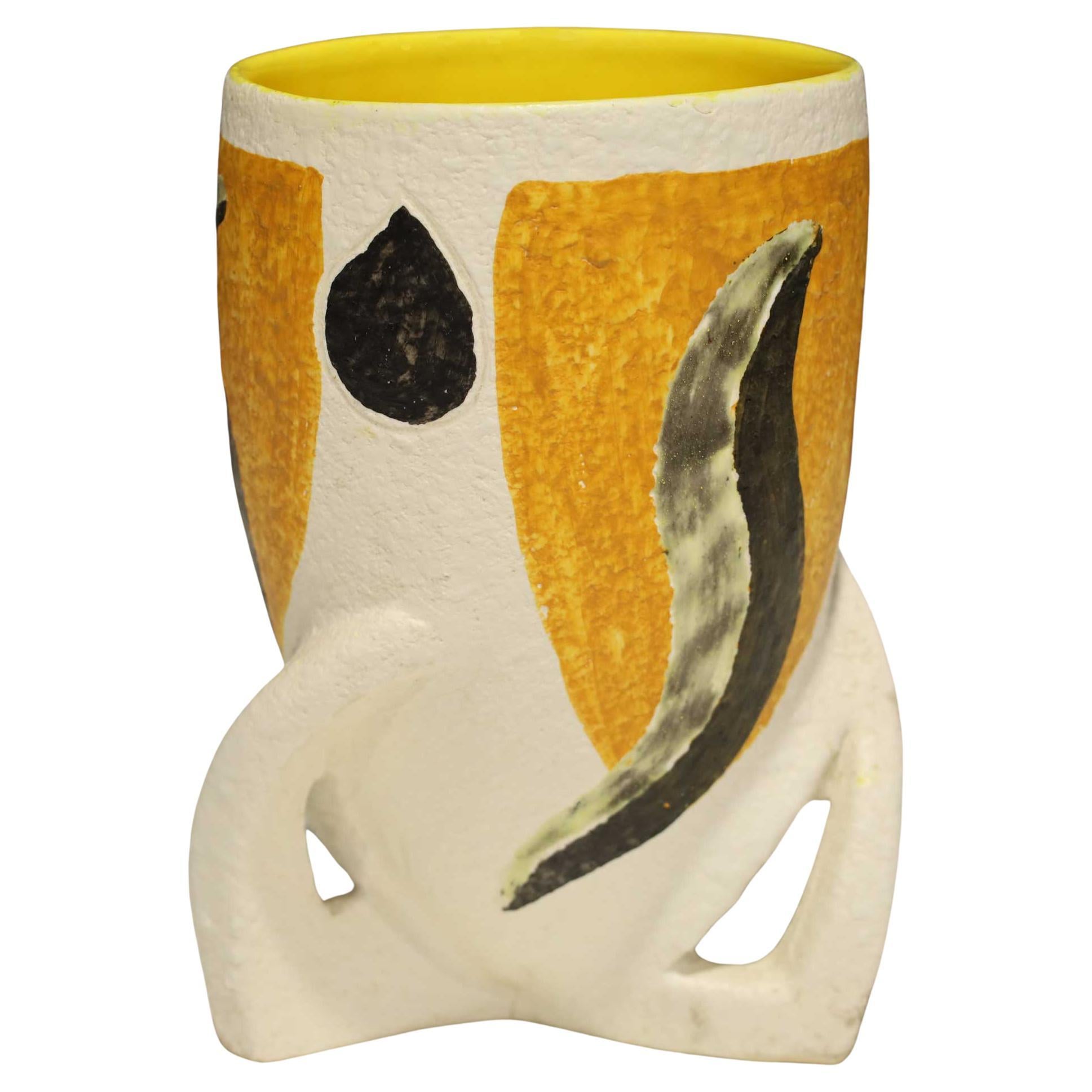 Giacomo Balla Attributed Vase in Yellow, Black and White For Sale