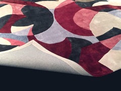 Giacomo Balla Futurist Silk Carpet Rug Italy 1929 Red Pink Made in Italy