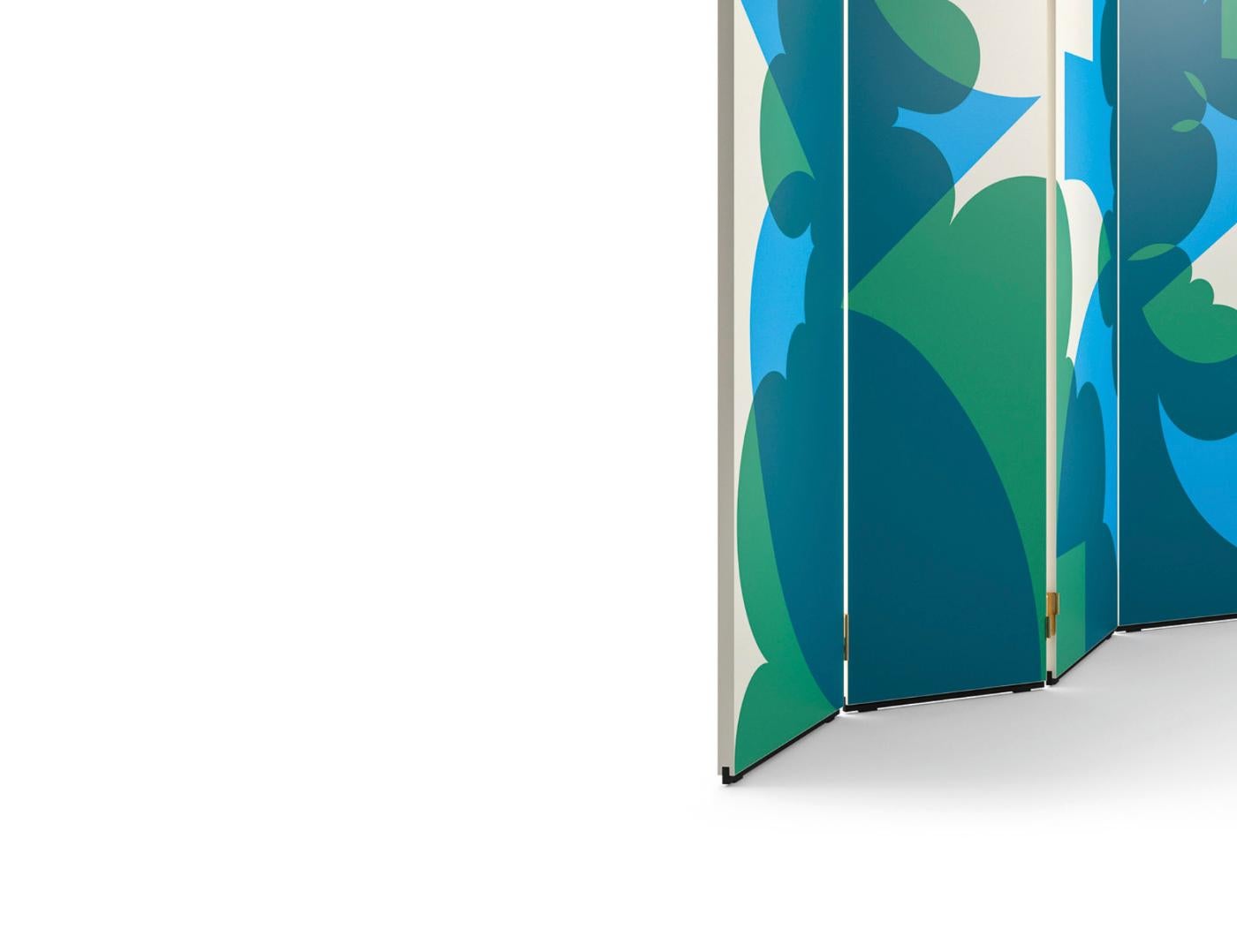 Contemporary Giacomo Balla Paravento Balla Fondo Bianco, Motivo Verde e Blu For Cassina For Sale