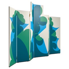 Giacomo Balla Paravento Balla Fondo Bianco, Motivo Verde e Blu For Cassina