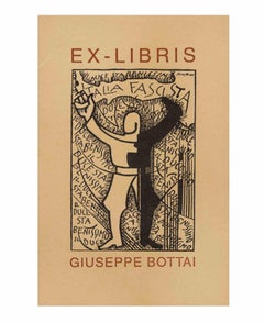 Ex Libris Giuseppe Bottai, gravure sur bois de Giacomo Balla, 1930 environ