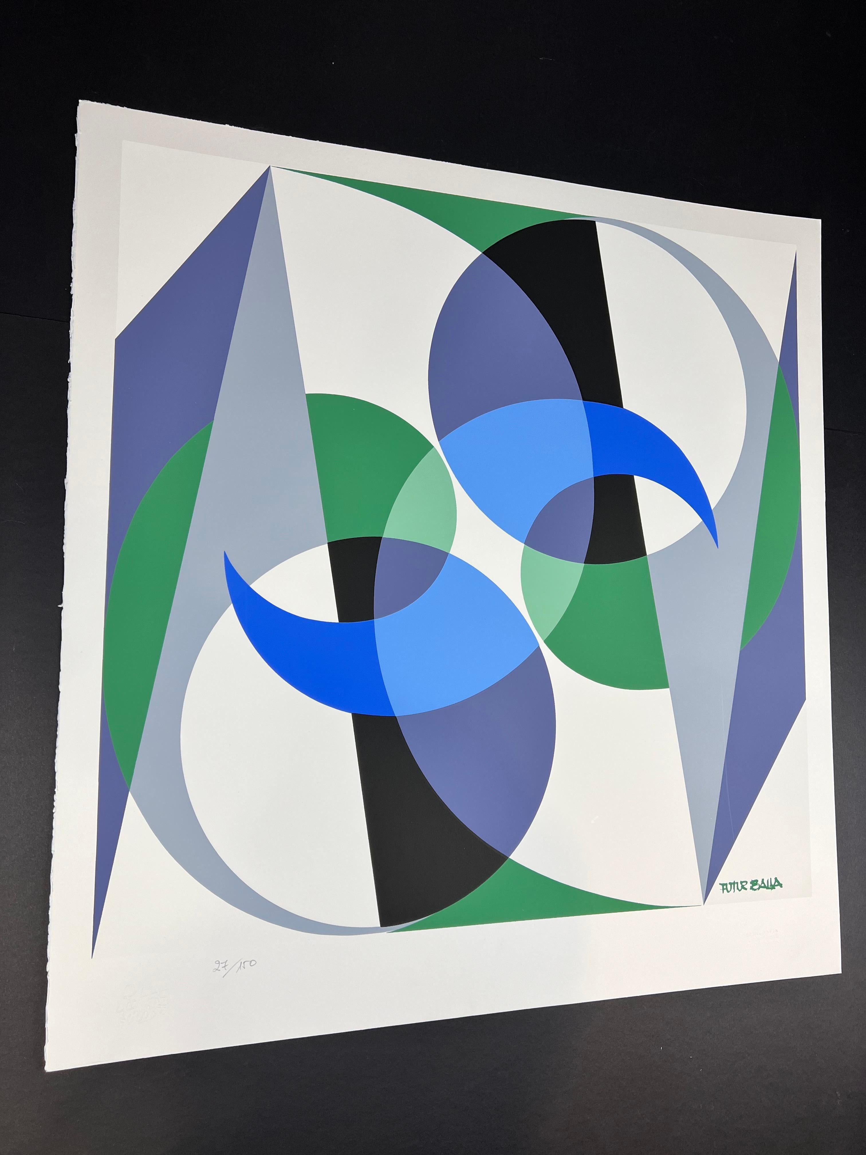 Screenprint on Fabriano Rosaspina paper
Posthumous Edition issued by Balla Archive
Limited Edition of 150 copies
Numbered in pencil on the lower left 53/150
paper size: 74 x 70 cm
excellent conditions
Blind stamps as a signature “Balla Futurista”