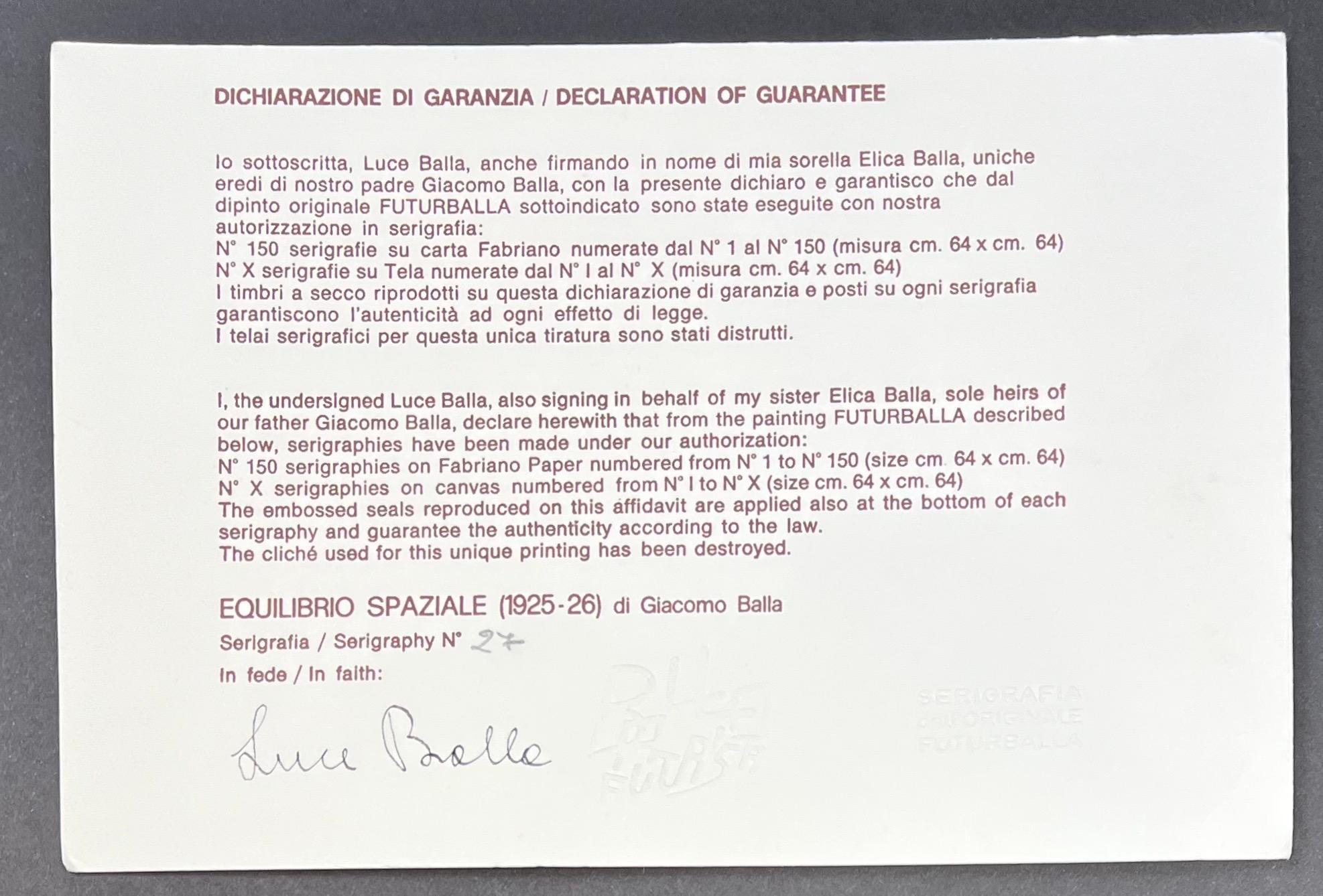 Giacomo Balla ( 1871 - 1958 ) Equilibrio Spaziale - Screenprint on paper 5