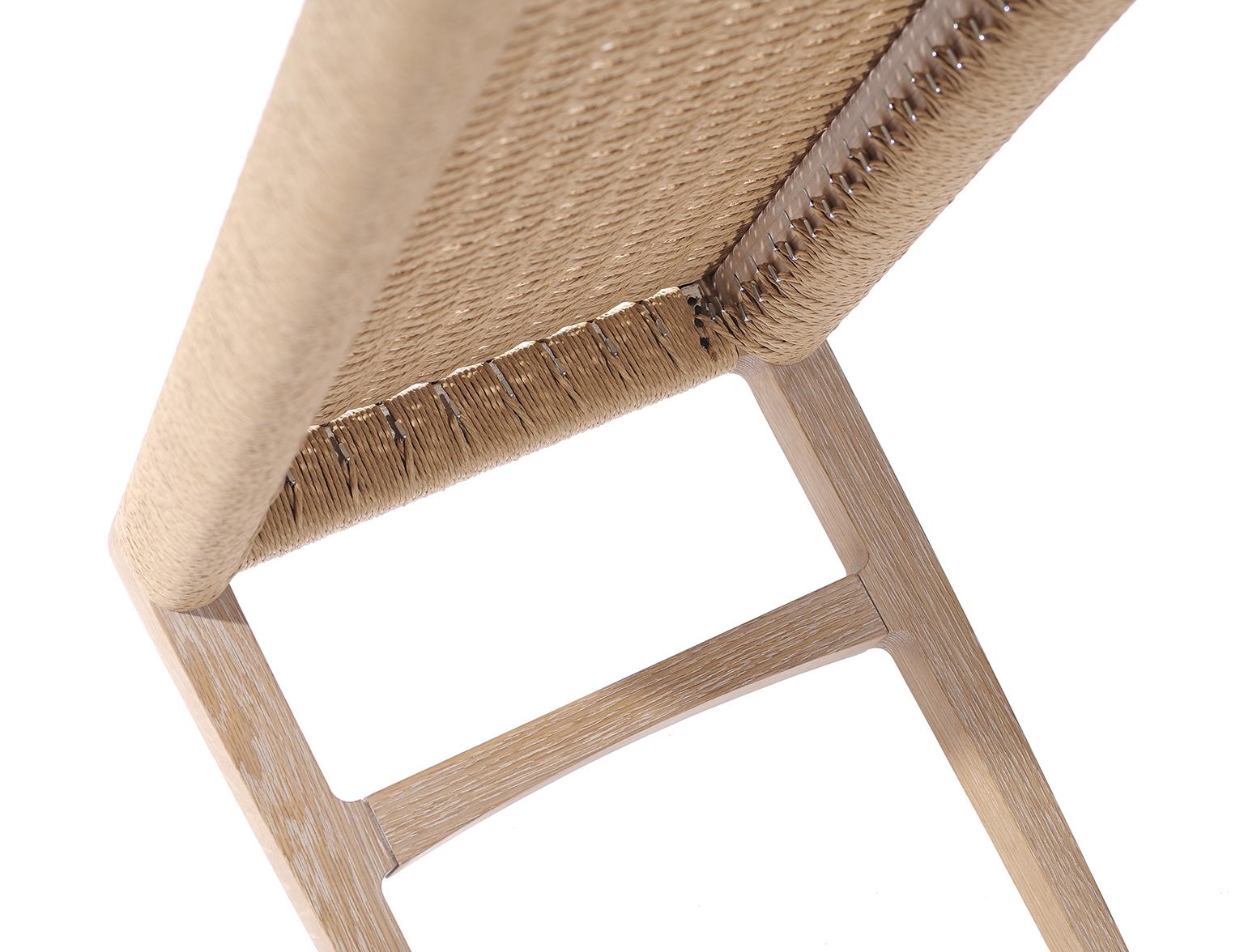 Woven Giacomo Bench, Cerused Oak with Handwoven Danish Cord For Sale
