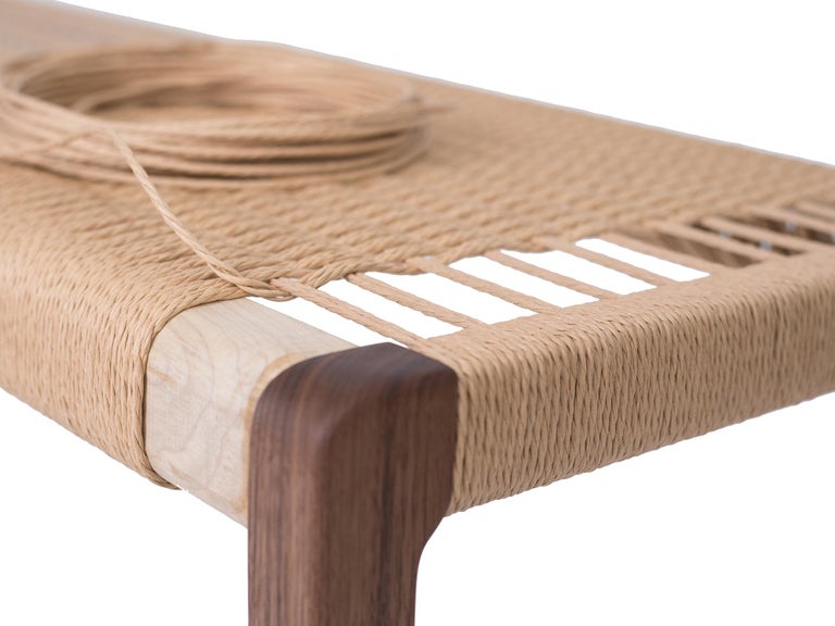 Giacomo Bench, Solid Walnut with Handwoven Danish Cord Seat. 59