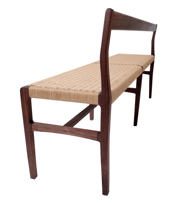 Giacomo Bench With Back Extra Long In Walnut With Danish Cord
