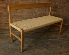 Giacomo Bench with Back, Solid White Oak with Handwoven Danish Cord Seat
