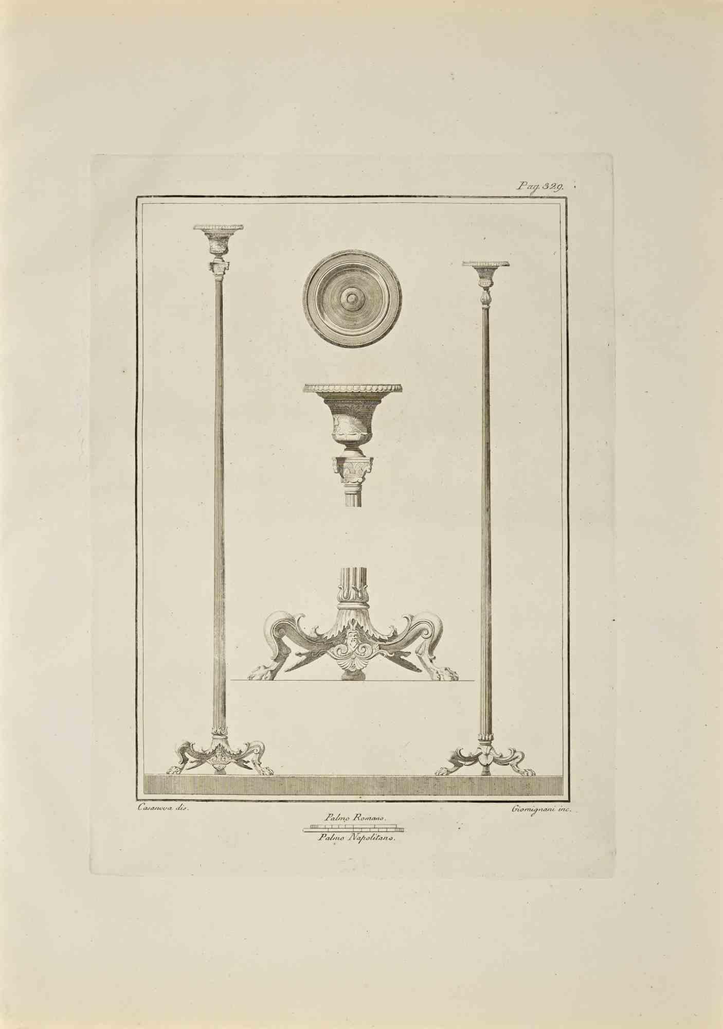 Figurative Print de Giacomo Casanova - Decoraciones de la Antigua Roma - Aguafuerte G. Casanova - Siglo XVIII