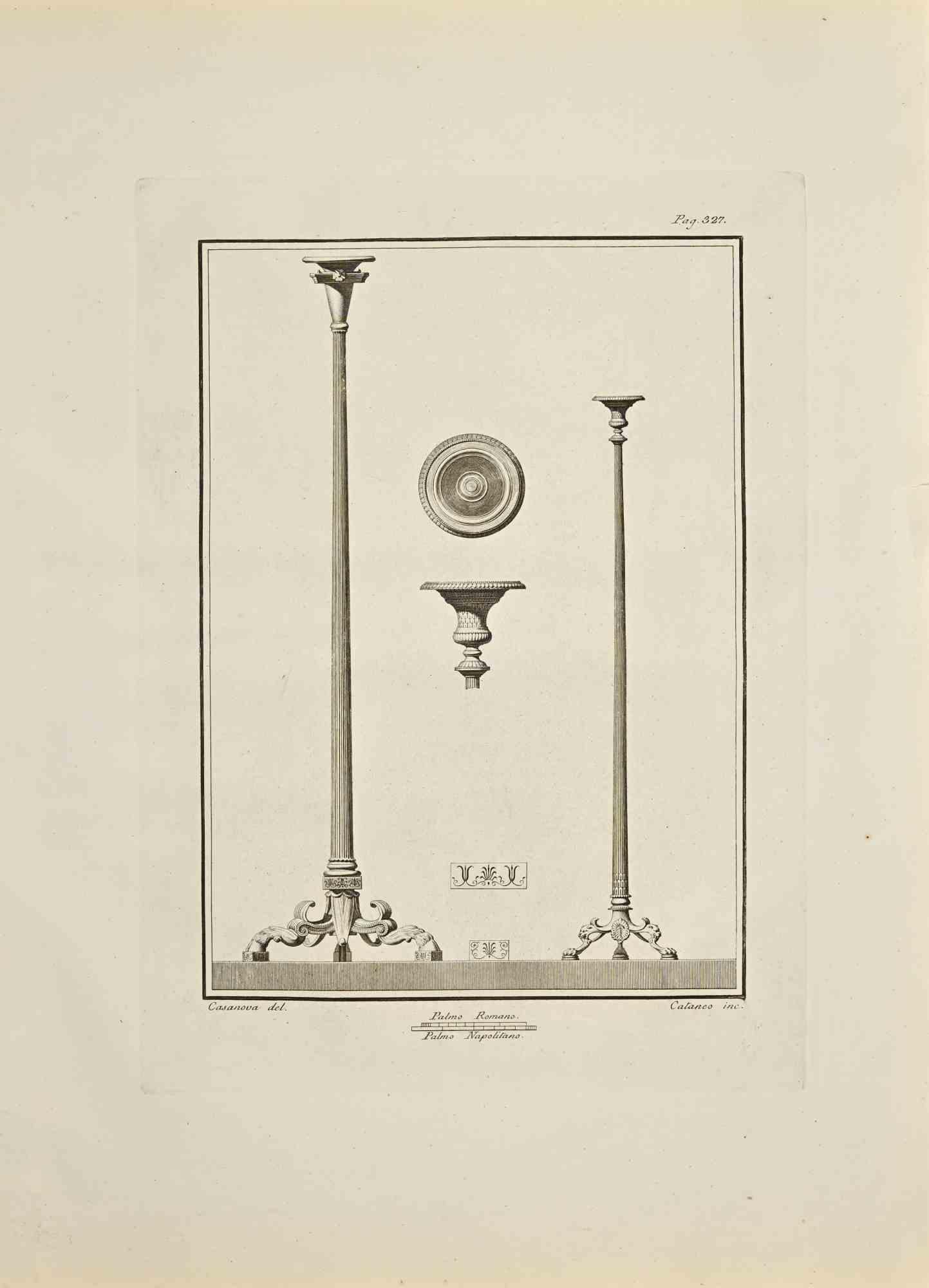 Figurative Print de Giacomo Casanova - Decoraciones de la Antigua Roma - Aguafuerte G. Casanova - Siglo XVIII