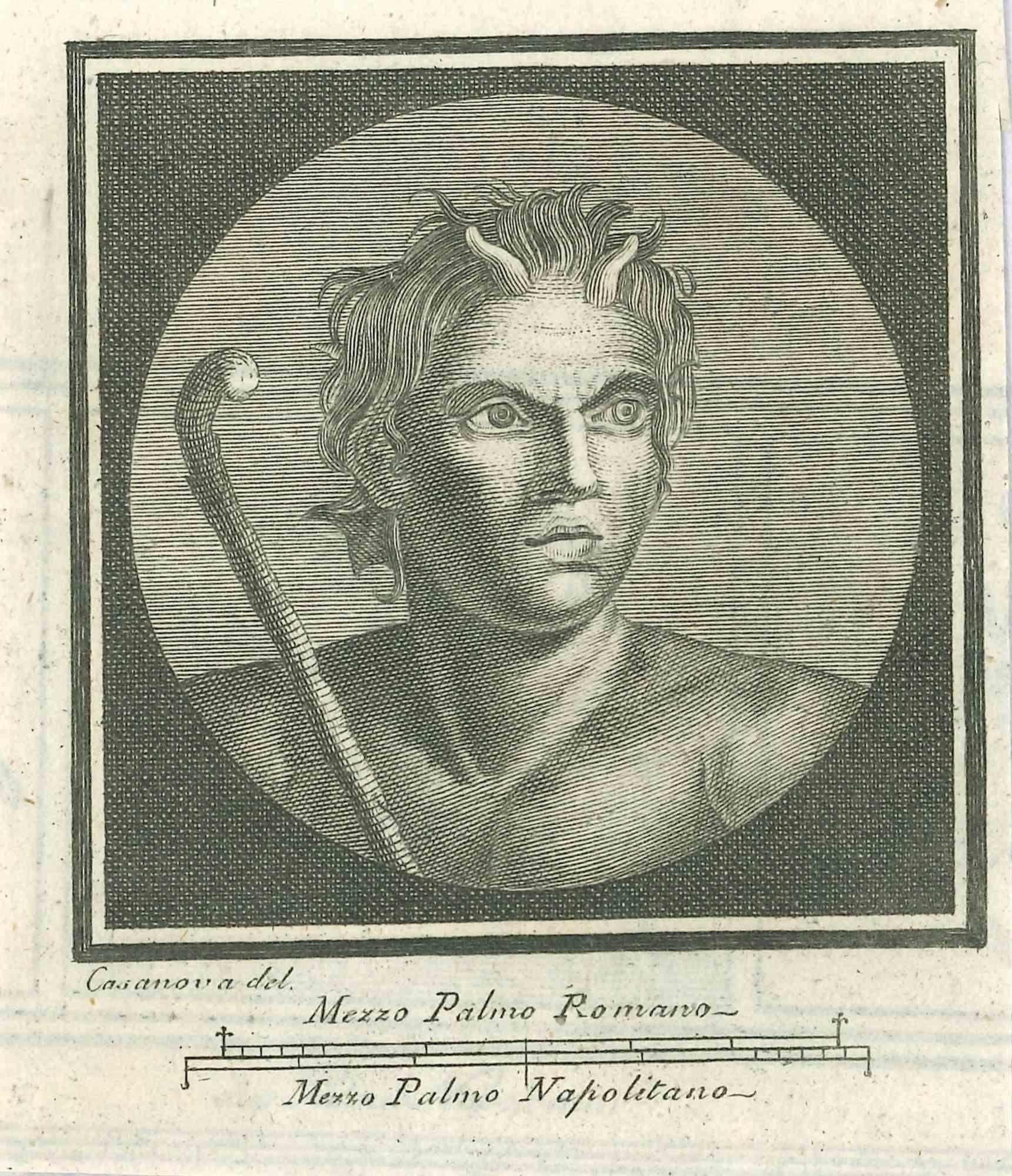 Figurative Print Giacomo Casanova - Décorations romaines anciennes - gravure G. Casanova - 18ème siècle