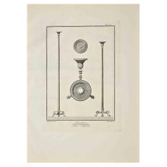 g casanova Ancient Roman Fresco Herculaneum - Original Etching G. Casanova - 18th Century