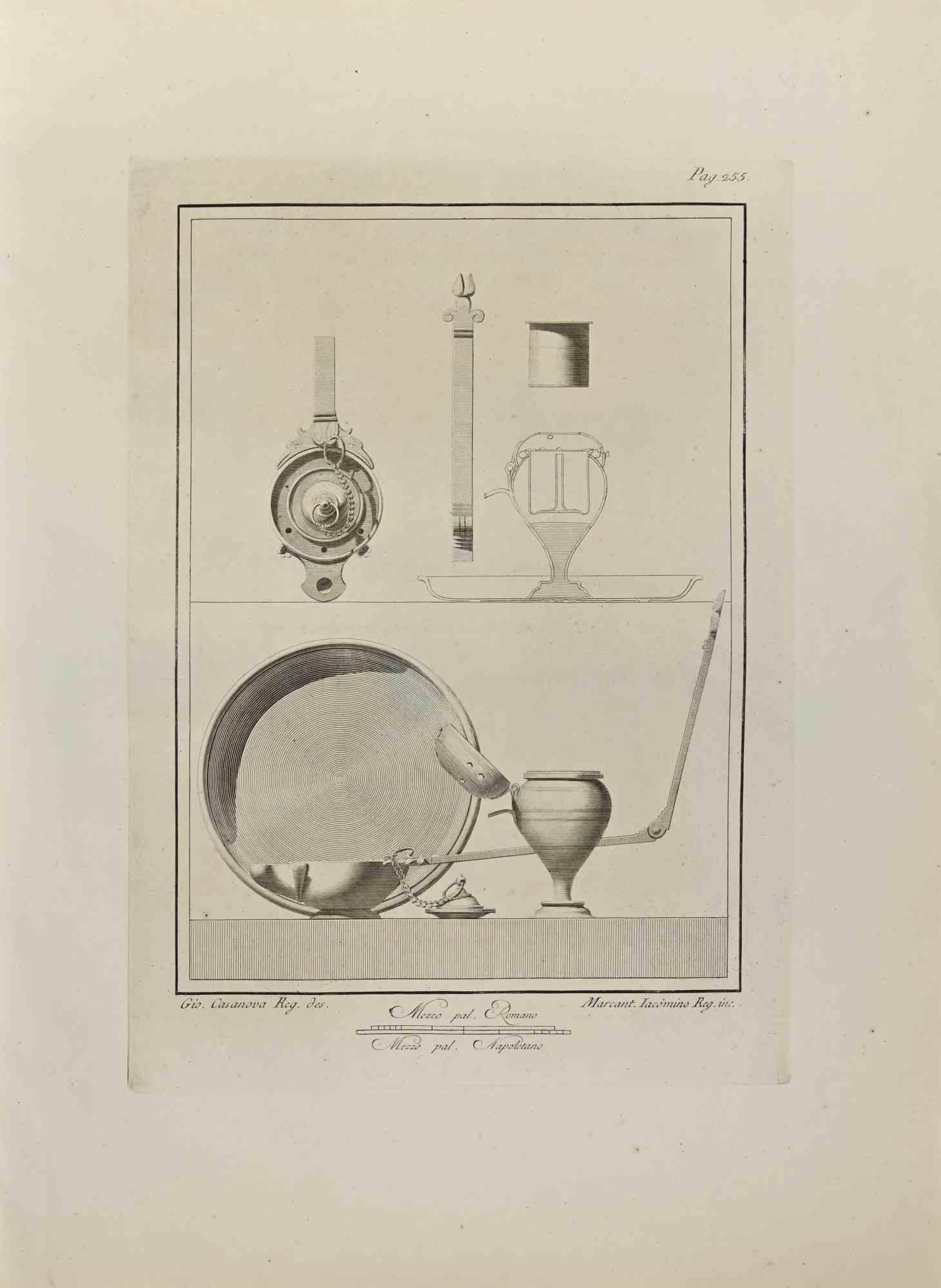 Still Life from "Antiquities of Herculaneum" is an etching on paper realized by Giacomo Casanova in the 18th Century.

Signed on the plate.

Good conditions.

The etching belongs to the print suite “Antiquities of Herculaneum Exposed” (original