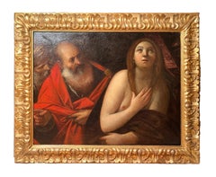 16th-17th Century By Giacomo Cavedone Susanna and the Elders Oil on Canvas