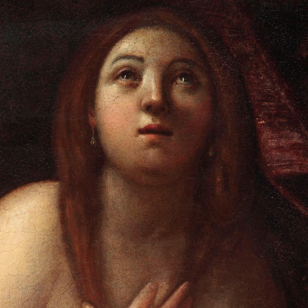 Giacomo Cavedone Susanna und die Älteren, Ölgemälde auf Leinwand, 16.-17. Jahrhundert im Angebot 7