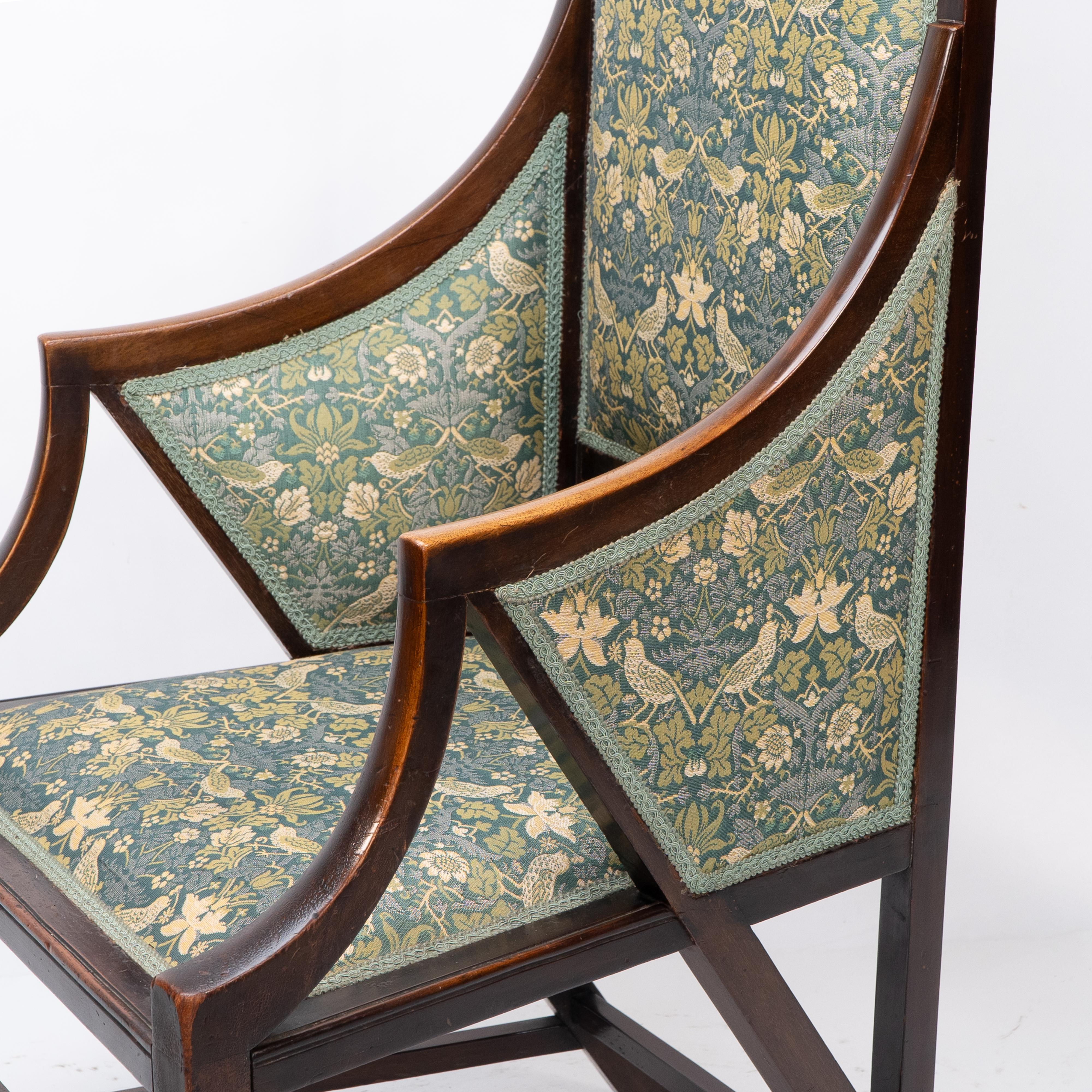 Mahogany Giacomo Cometti, a Sophisticated Anglo-Japanese Style Armchair of Angular Design For Sale