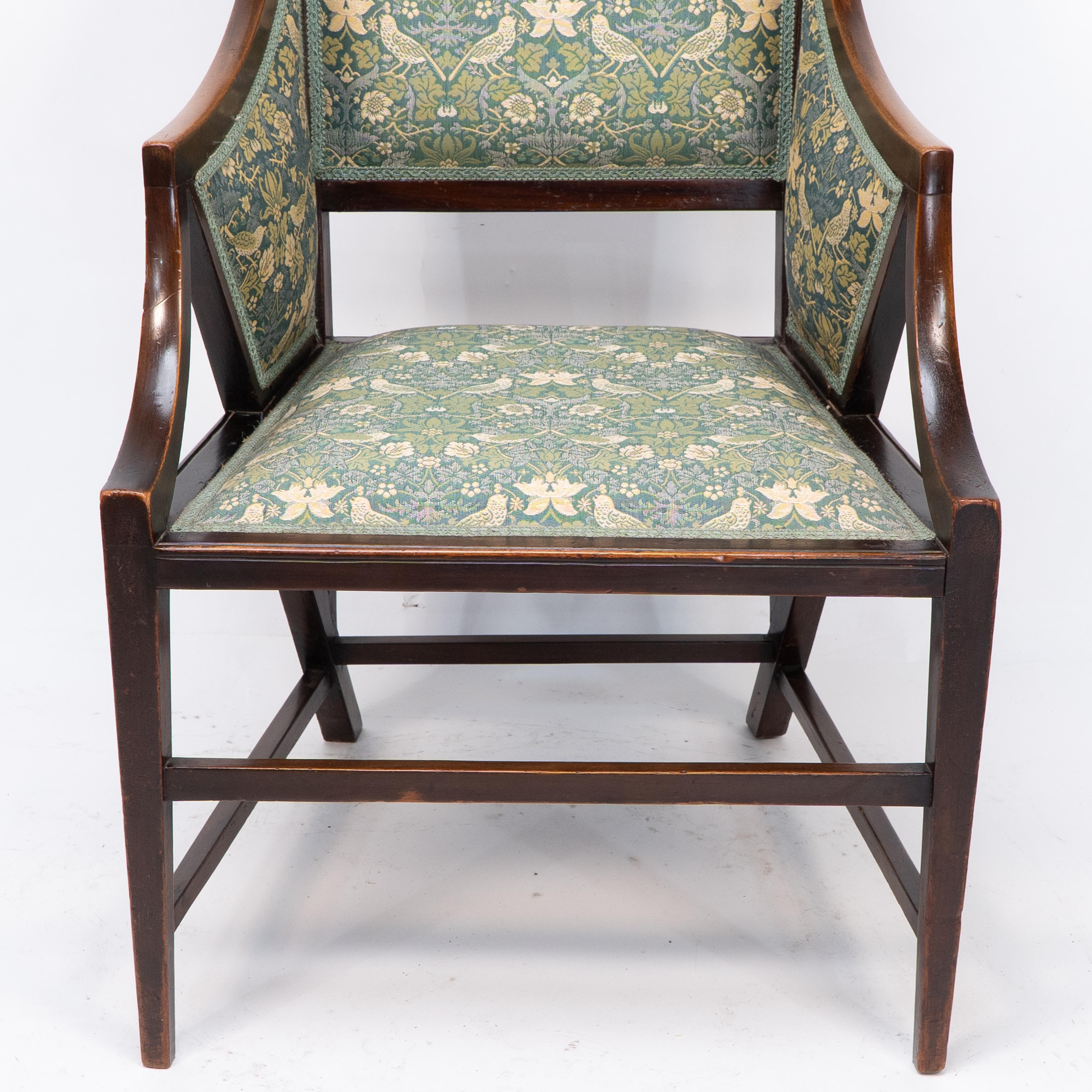 Mahogany Giacomo Cometti, a Sophisticated Anglo-Japanese Style Armchair of Angular Design For Sale